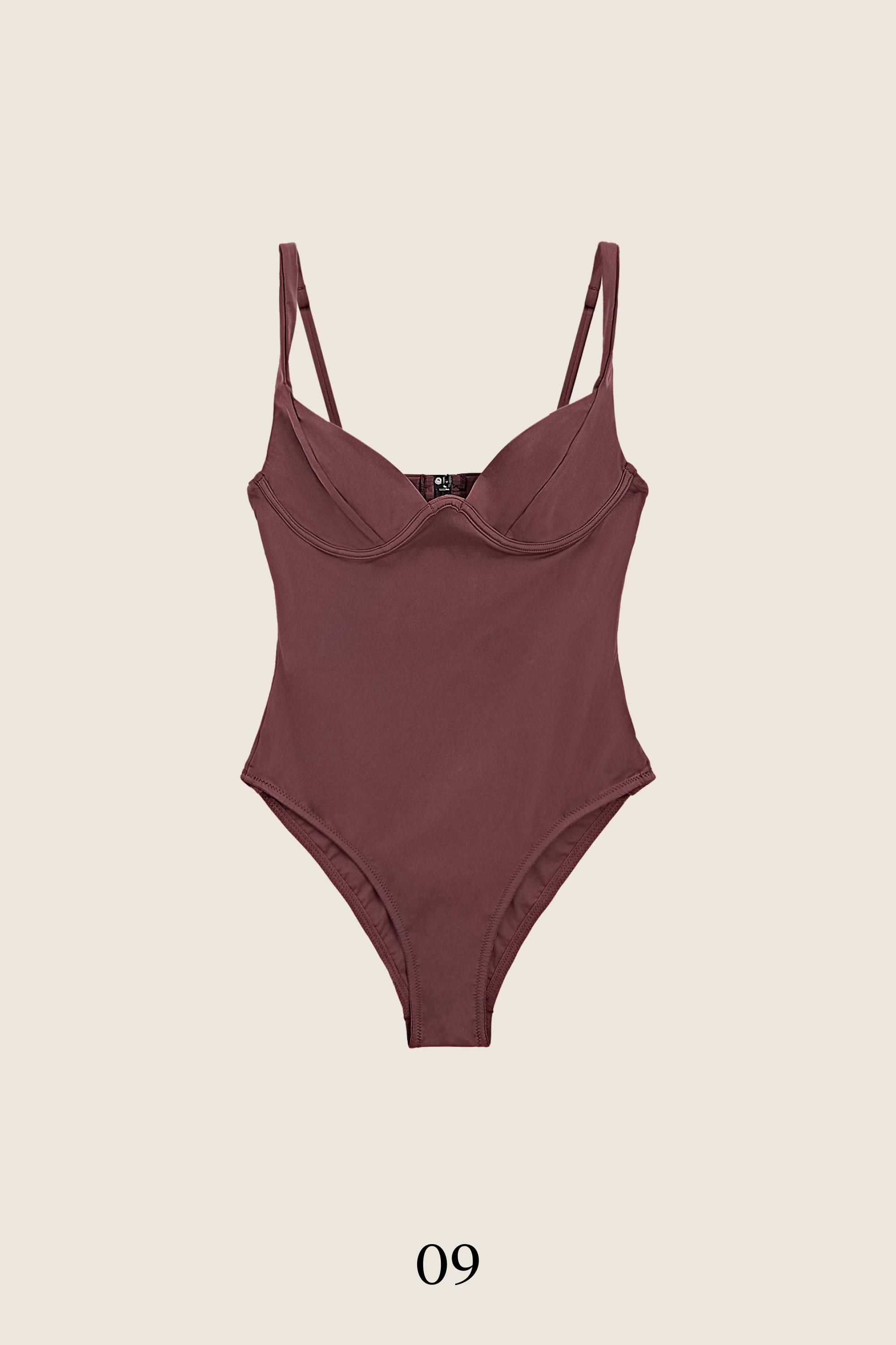 Swimsuit with underwire and wide straps — BROWN