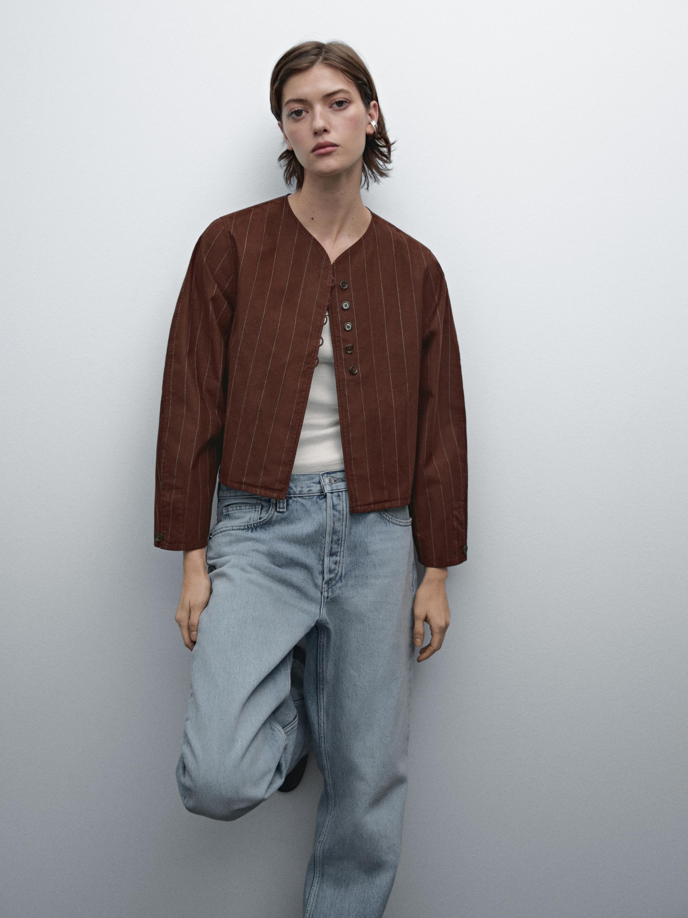 Striped jacket with button detail