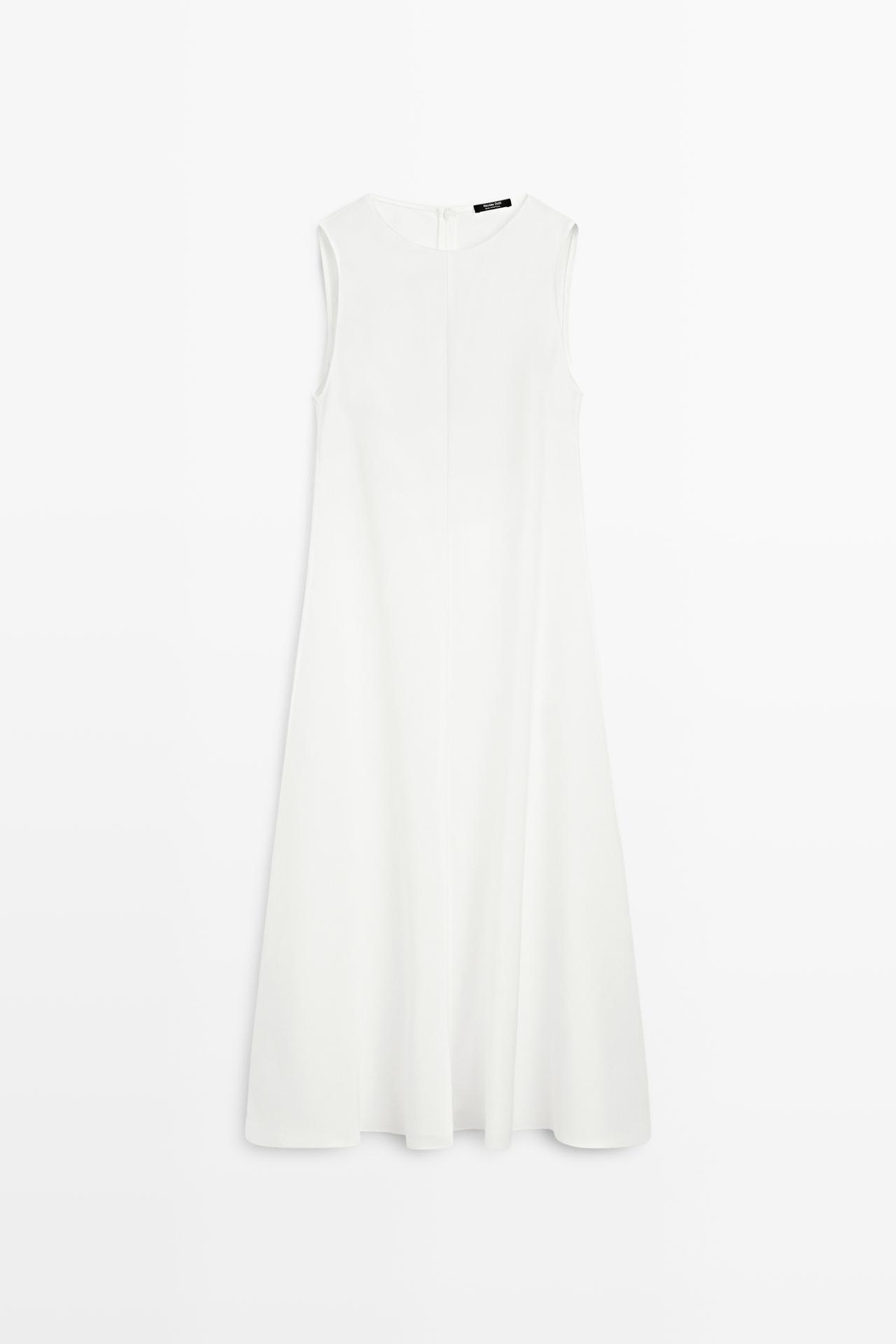 Flowing linen midi dress — WHITE