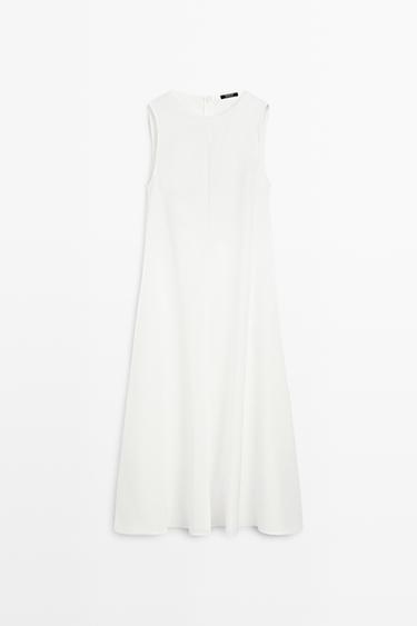 Flowing linen midi dress — WHITE 2