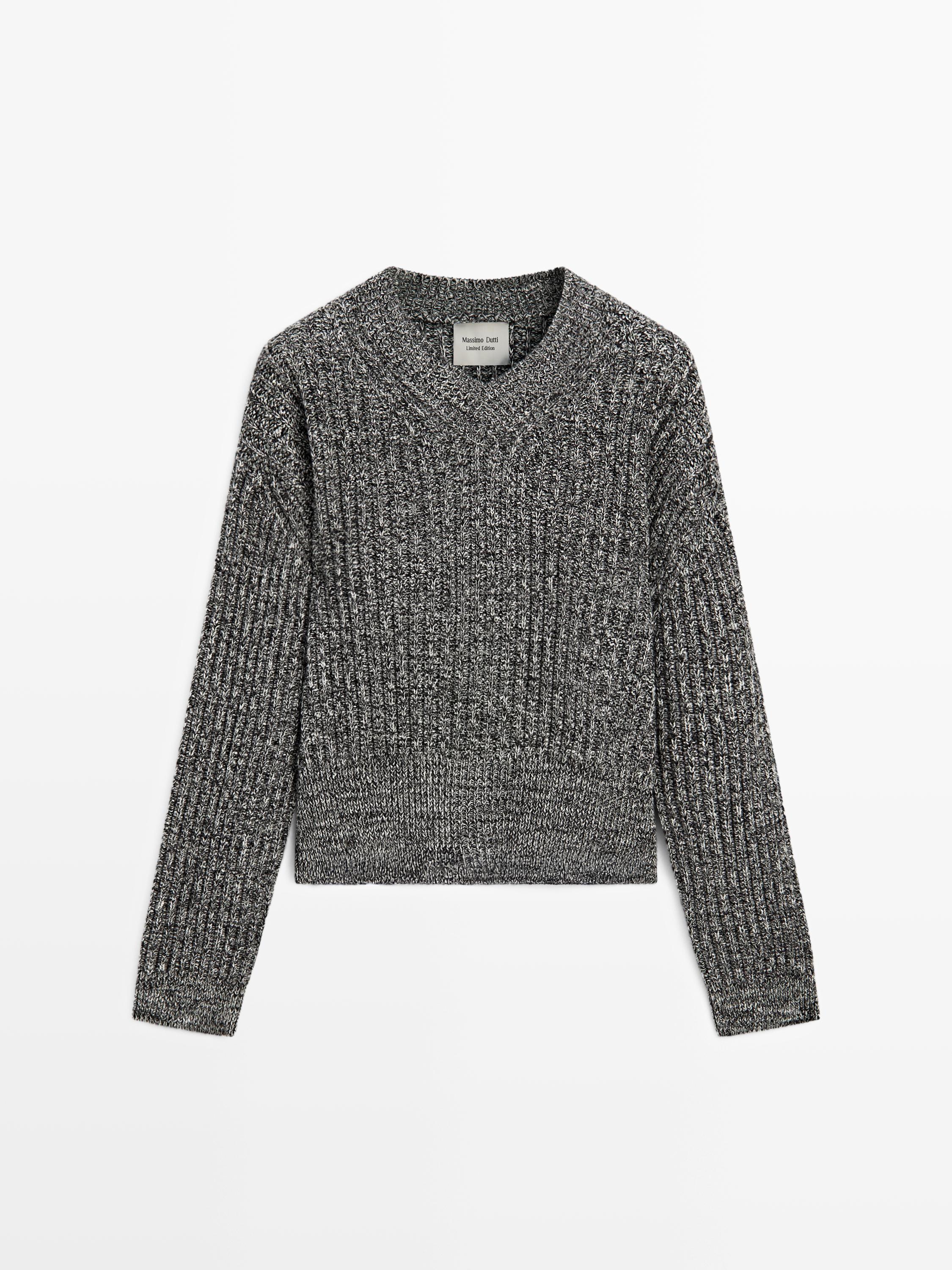 Flecked knit sweater in 100% wool - LIMITED