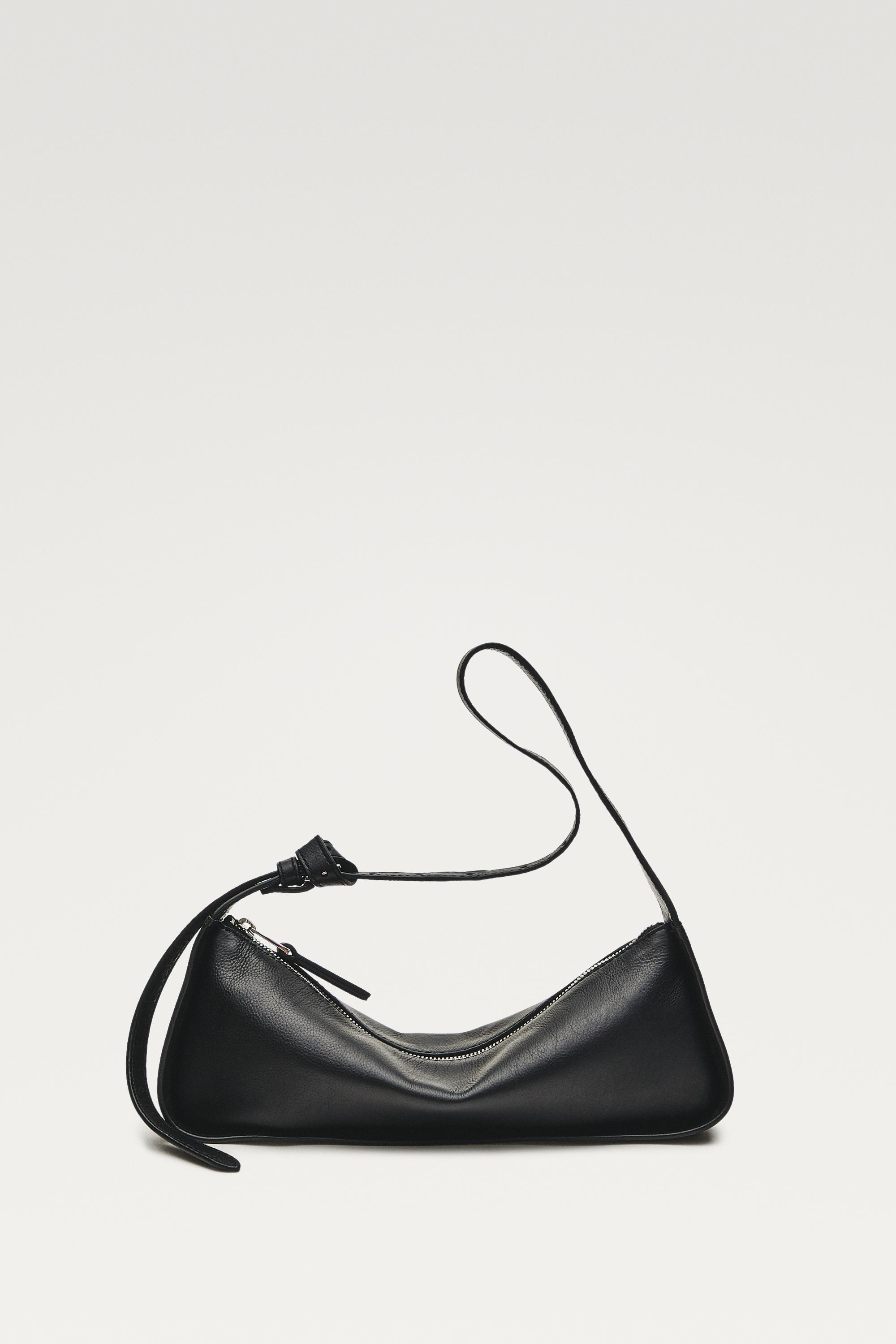 Mini leather shoulder bag — BLACK