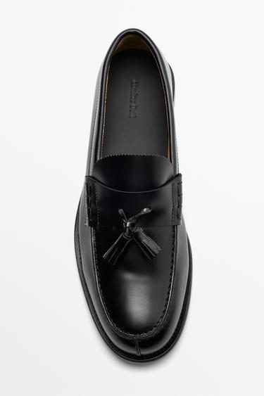 Leather tassel loafer — BLACK 3