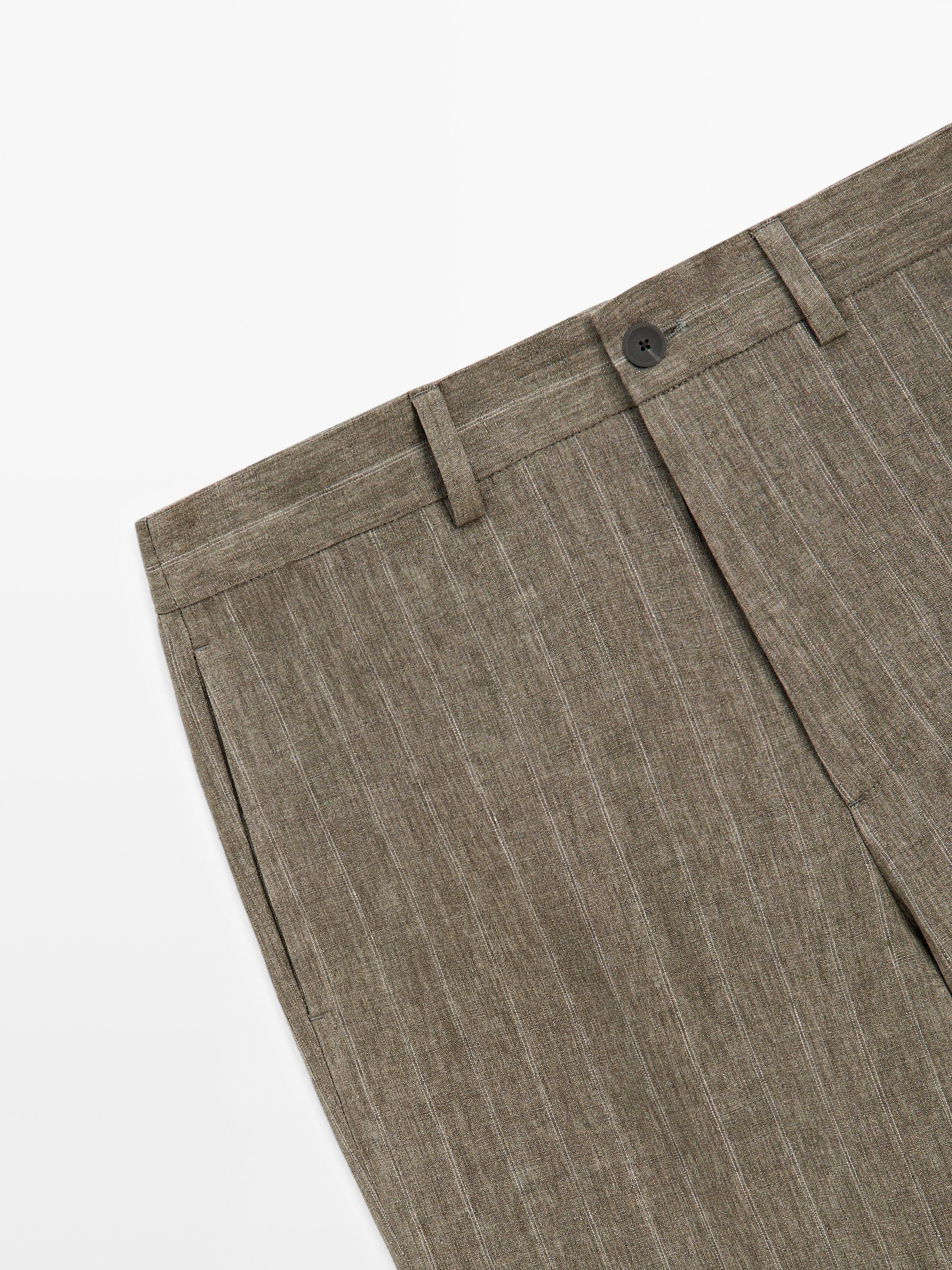 Striped linen trousers — GREEN
