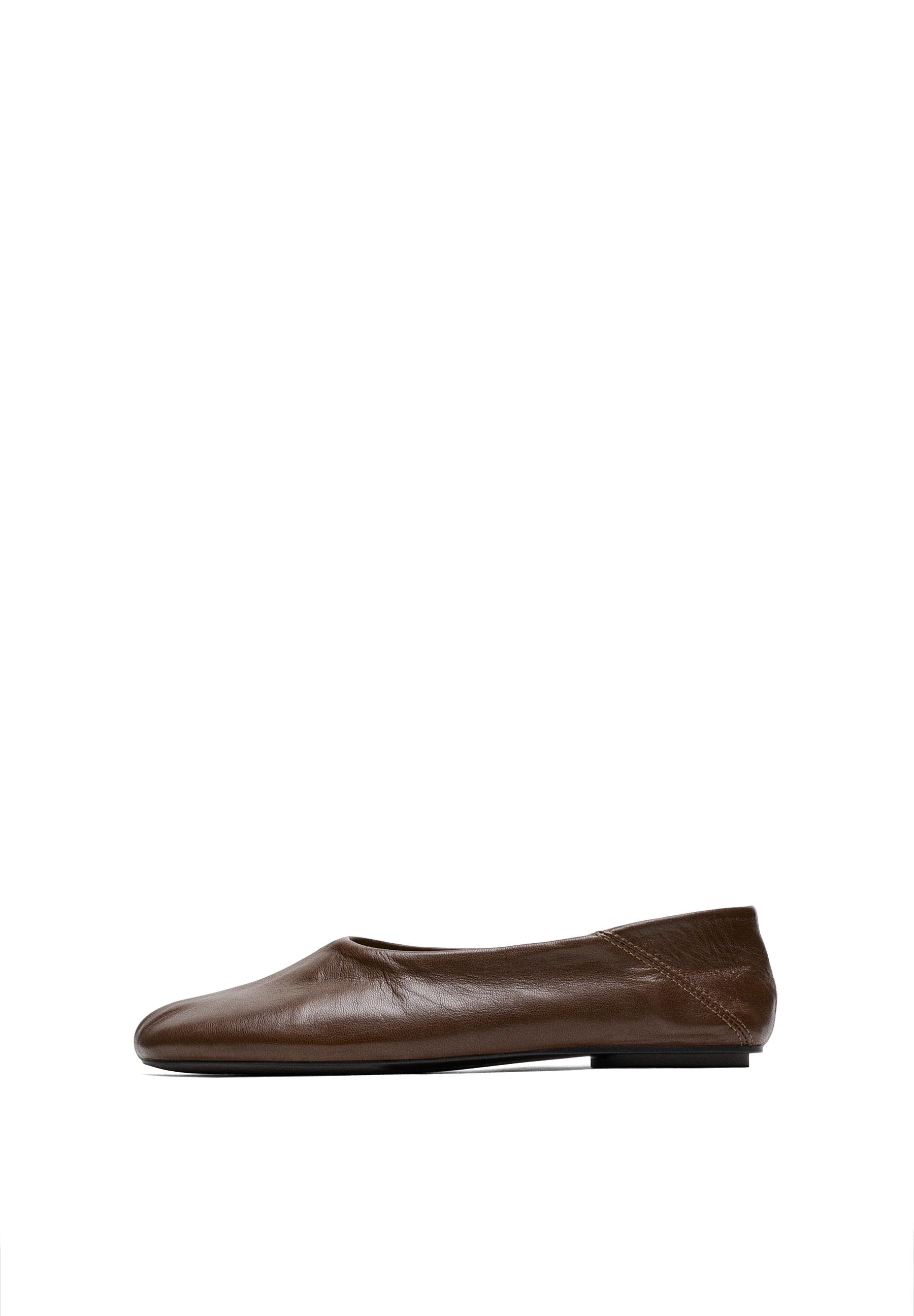 Soft leather ballet flat — HAZELNUT BROWN