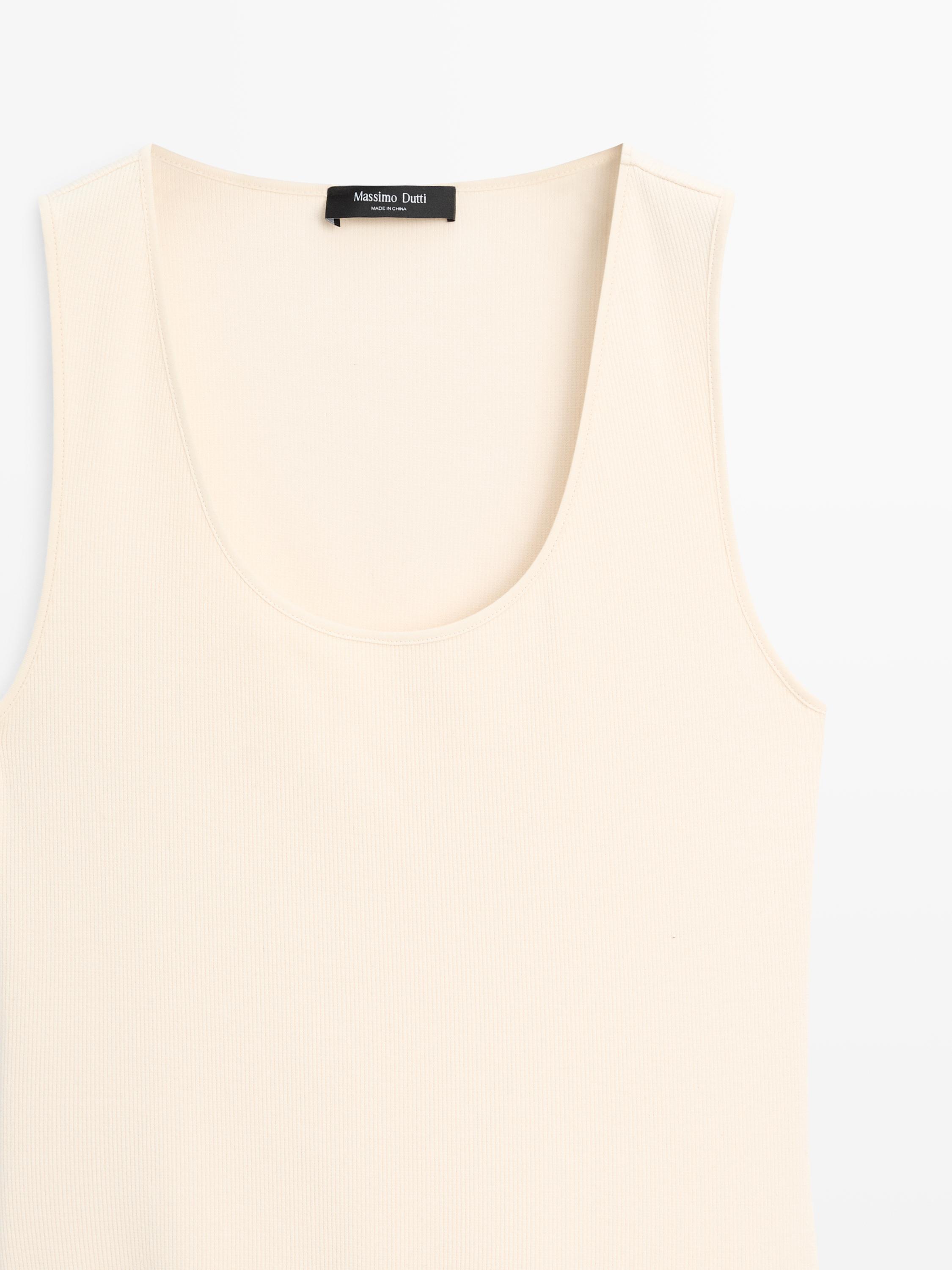 Cotton blend dress with contrast poplin — Vanilla