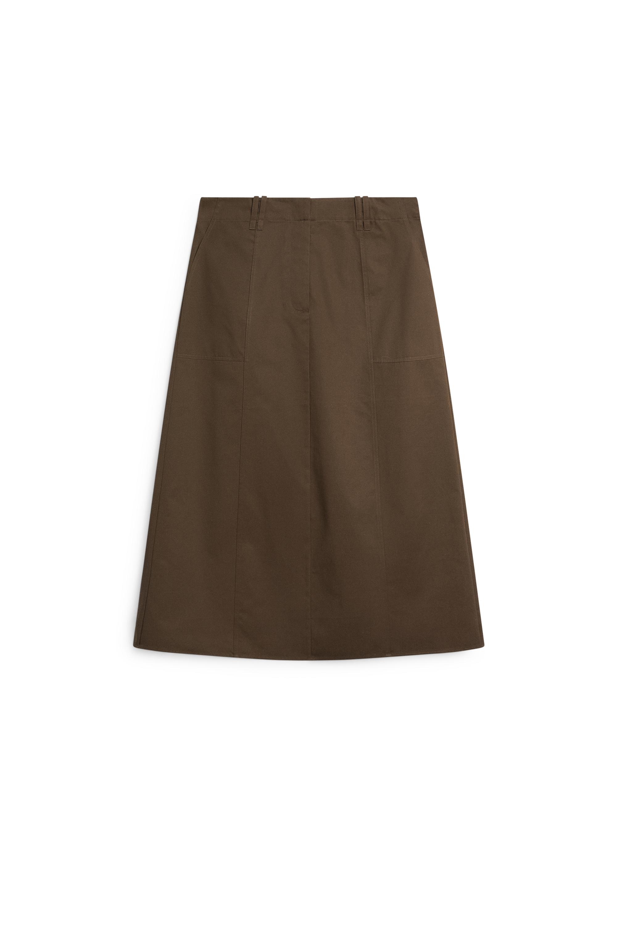 100% Cotton Midi Skirt — BROWN
