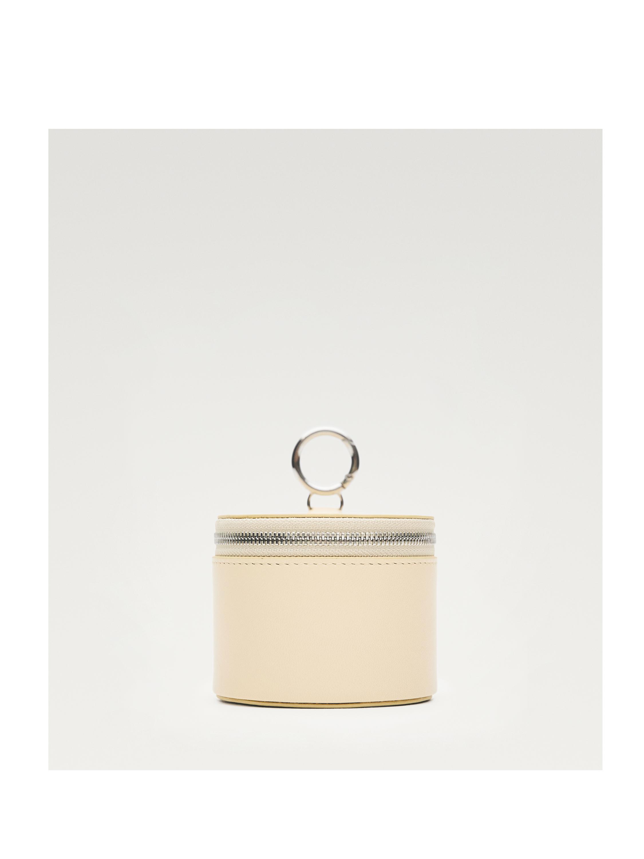 Round nappa leather bag with rhinestones