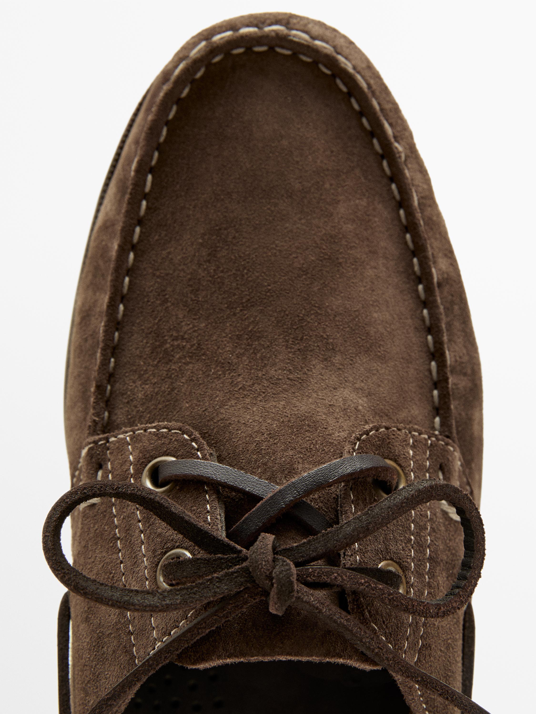 Leather deck shoes — STONE