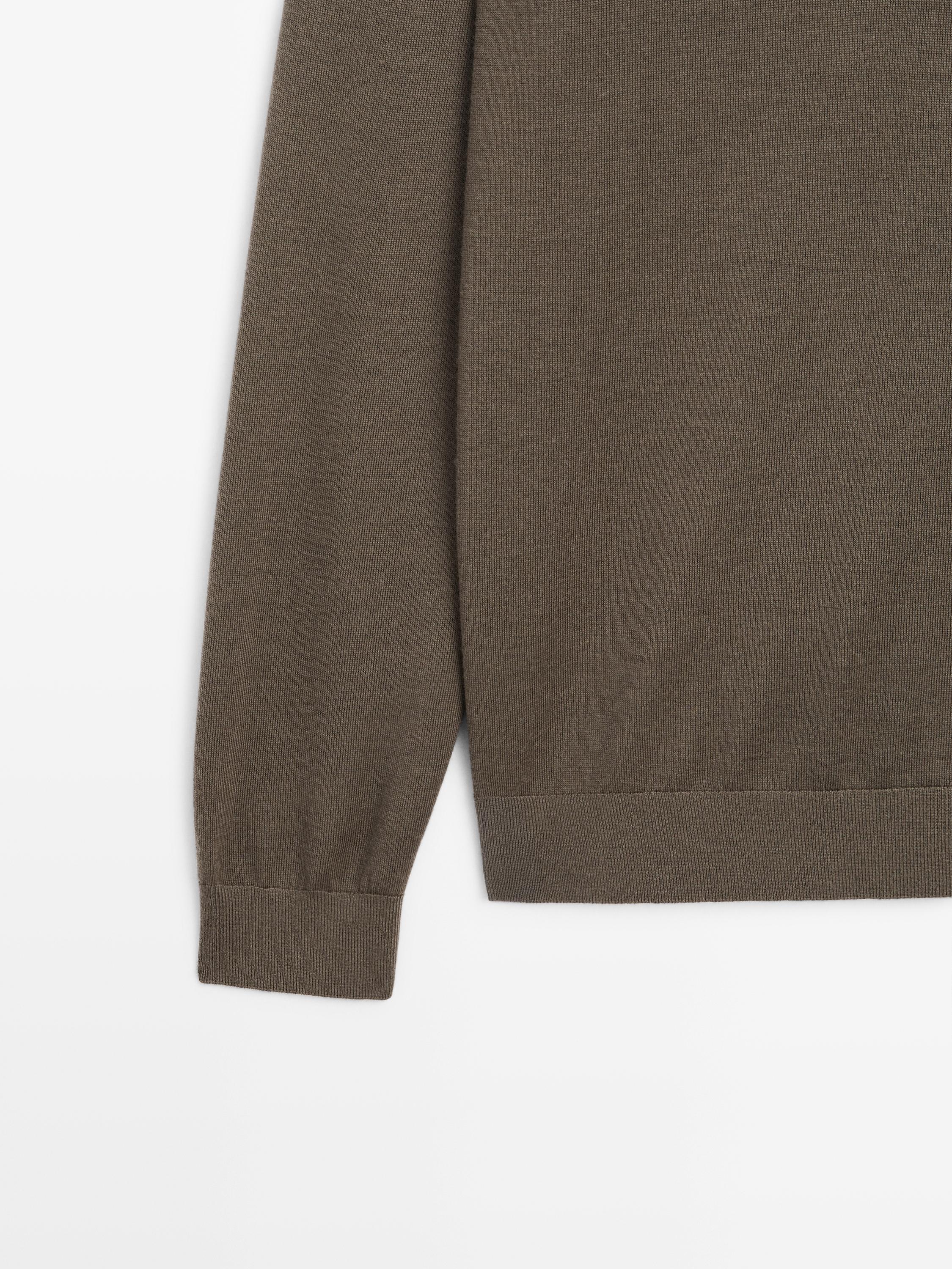 100% merino wool knit polo jumper