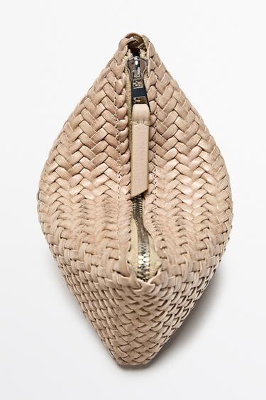 Braided nappa leather pouch bag — CREAM 5