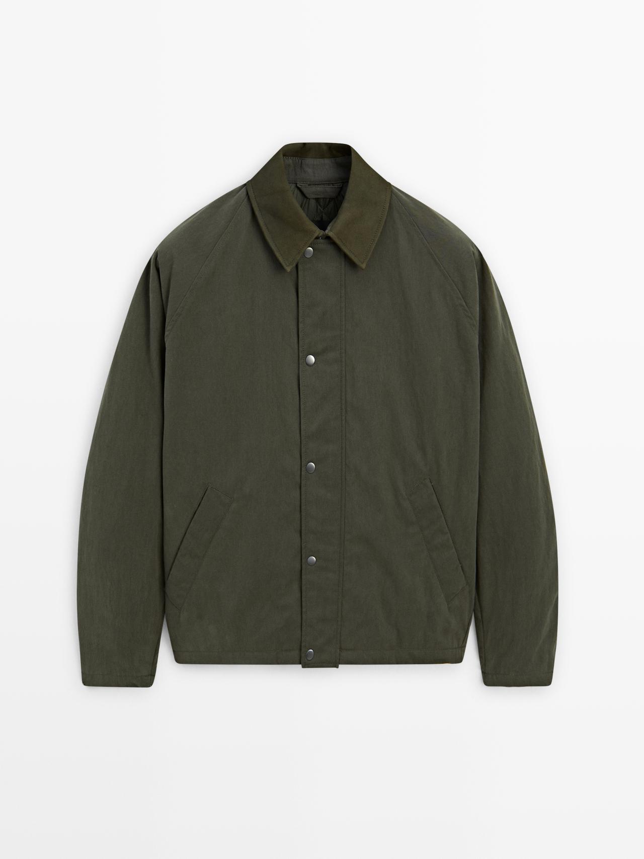 Chaqueta Con Detalle Cuello Piel - Verde - M - Massimo Dutti - Hombre