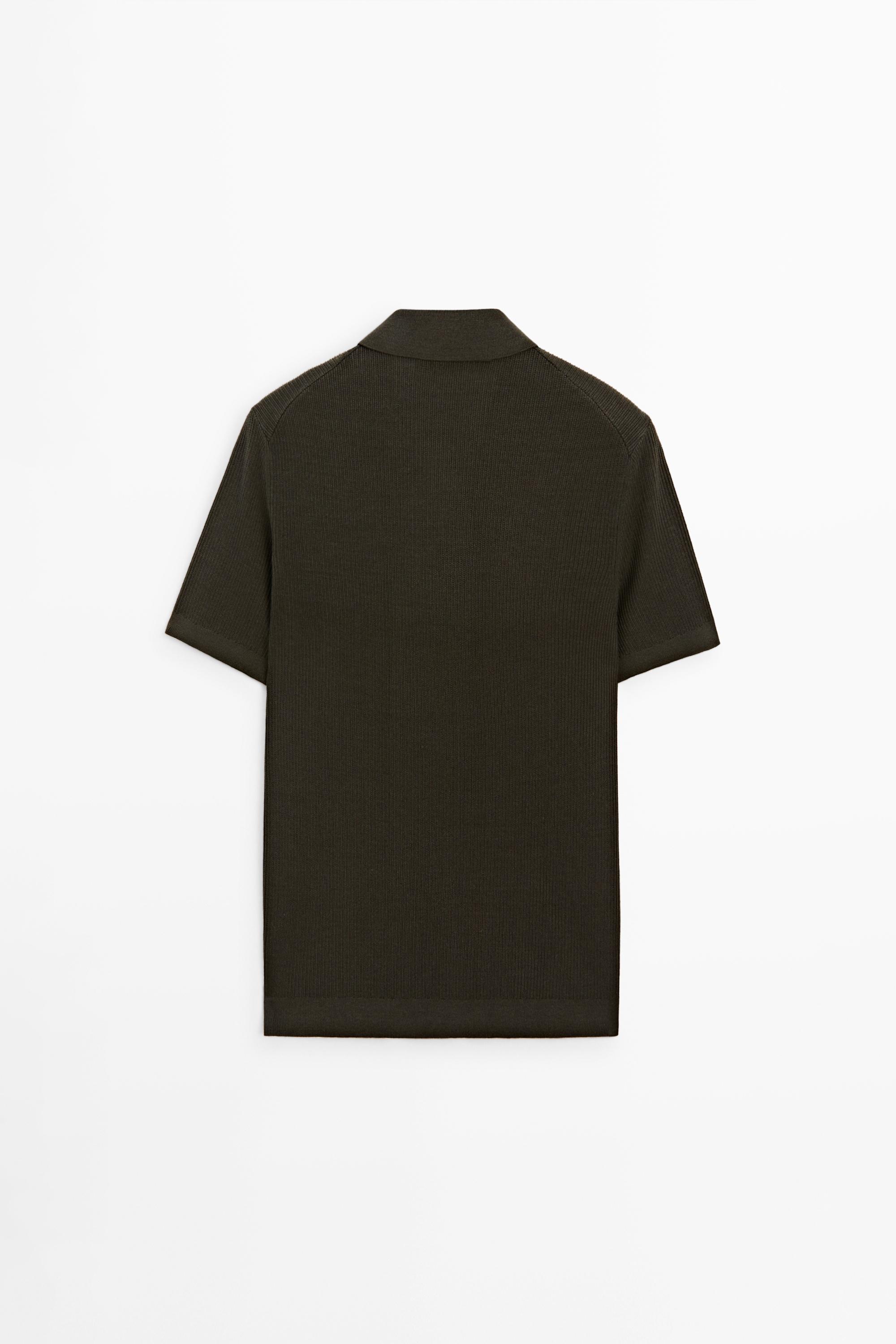 Cotton blend polo shirt with button detail — Greyish green