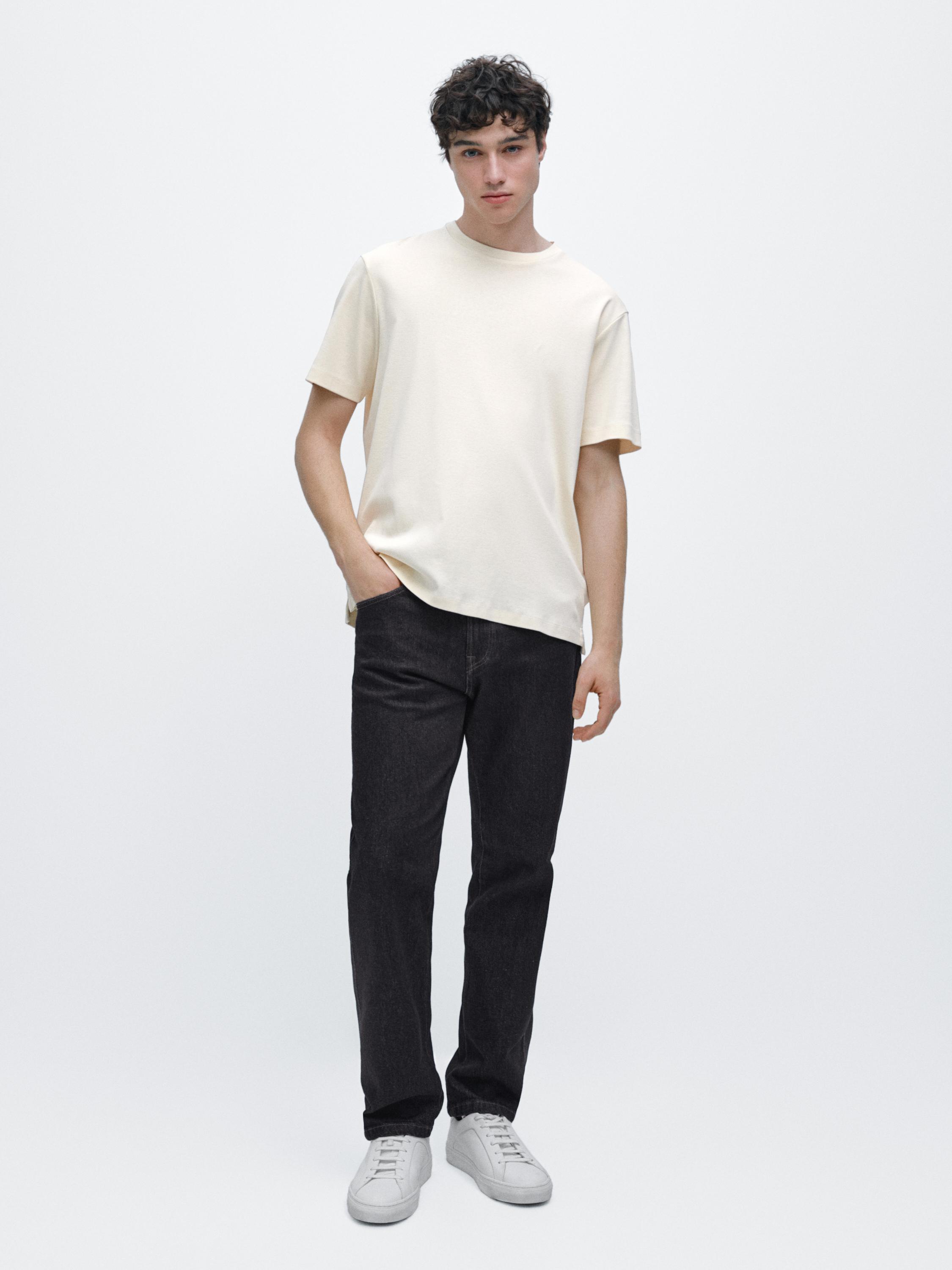 100% mercerised cotton T-shirt — CREAM