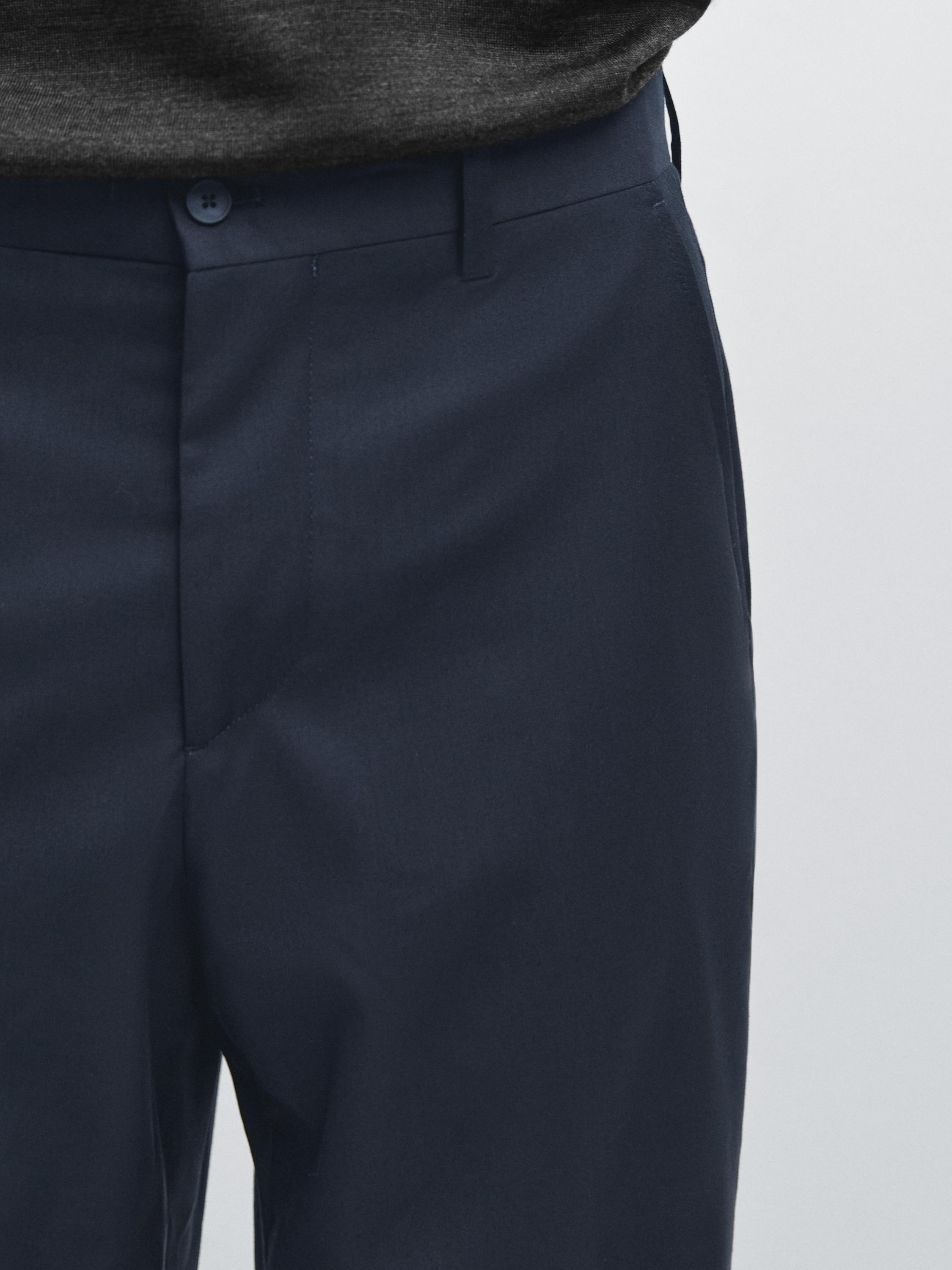 Wide-leg cool wool suit trousers — NAVY BLUE