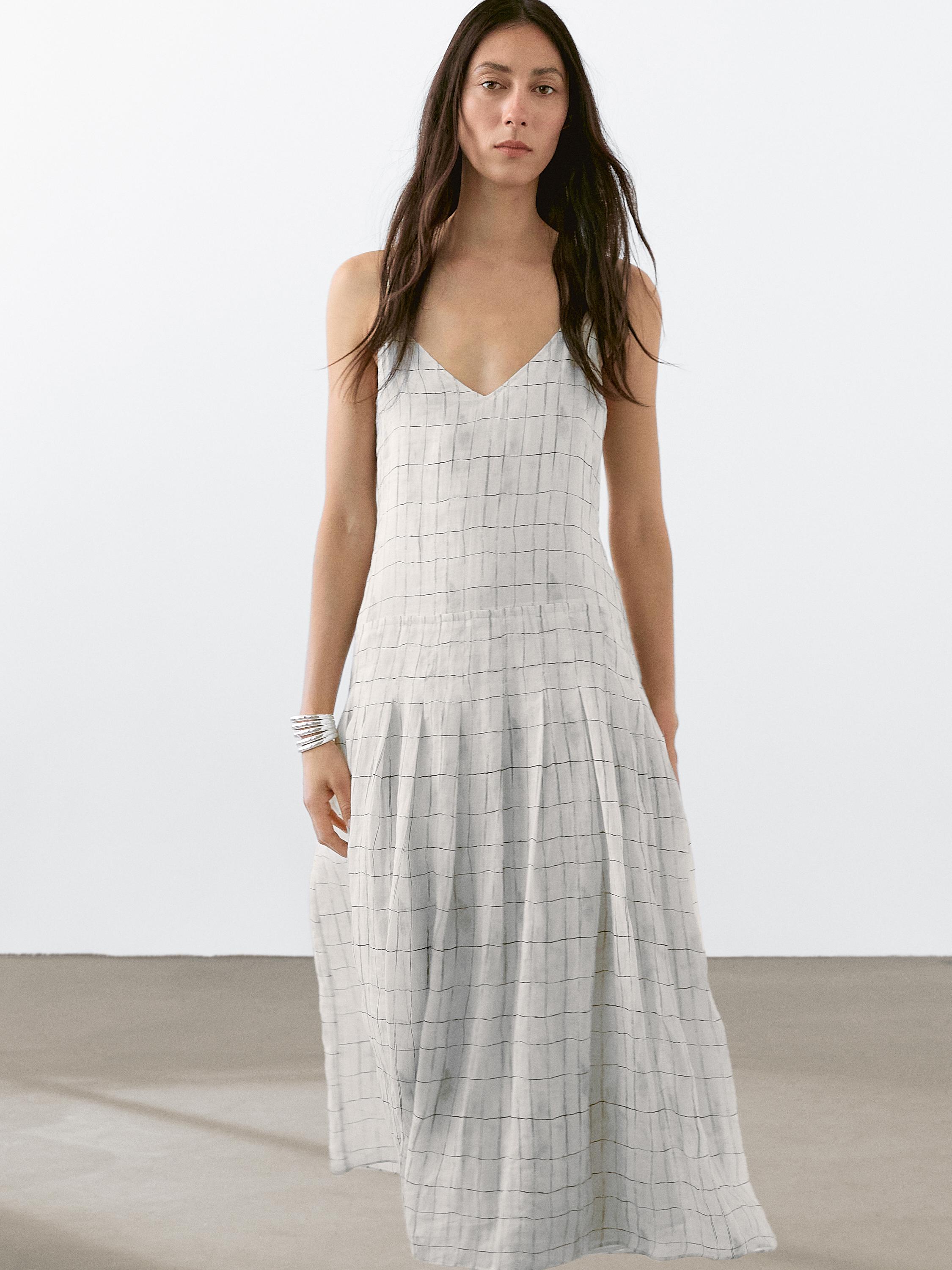 Vestido midi vuelo cuadros