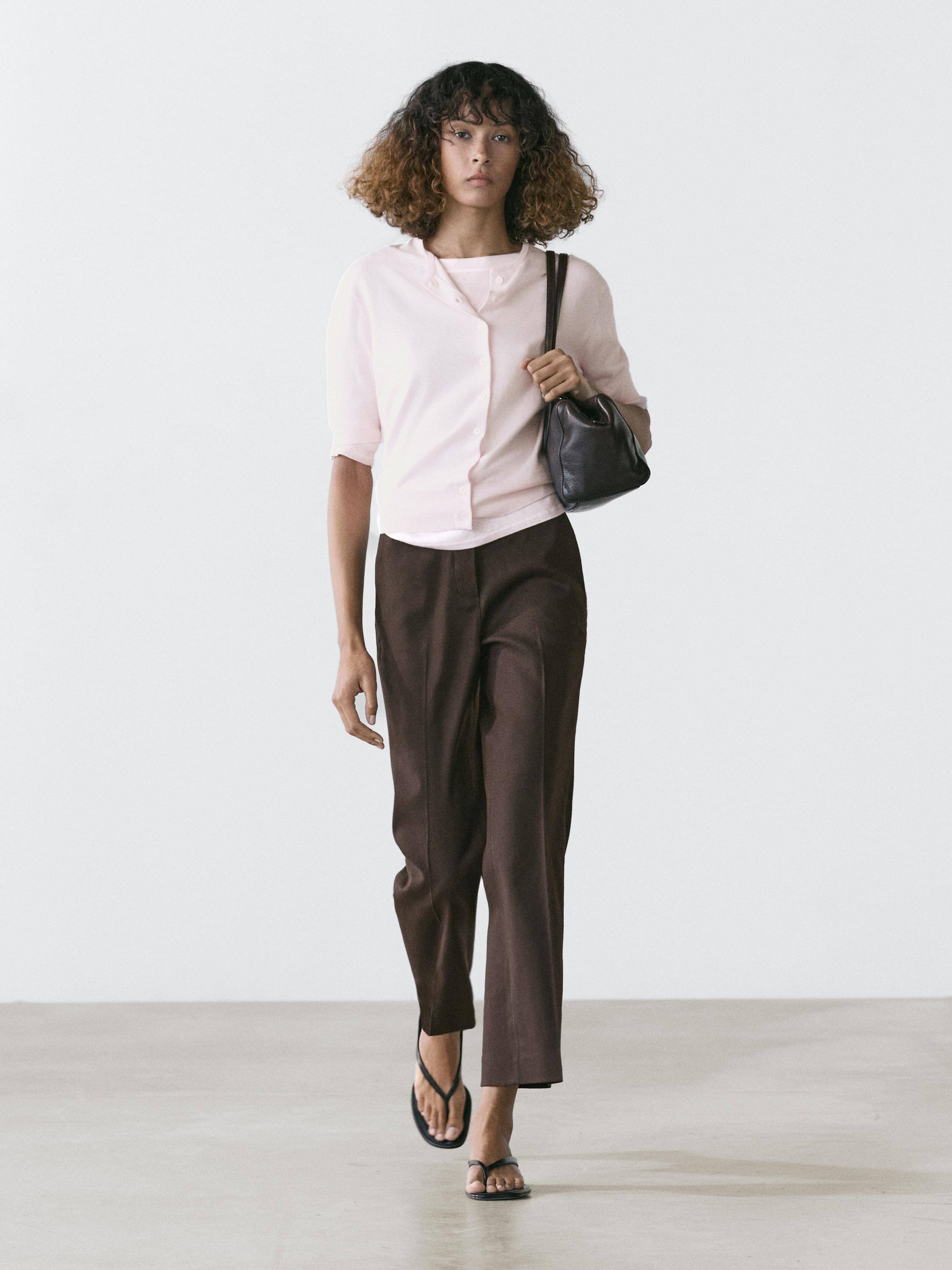 Linen quick-flare pants — Chocolate