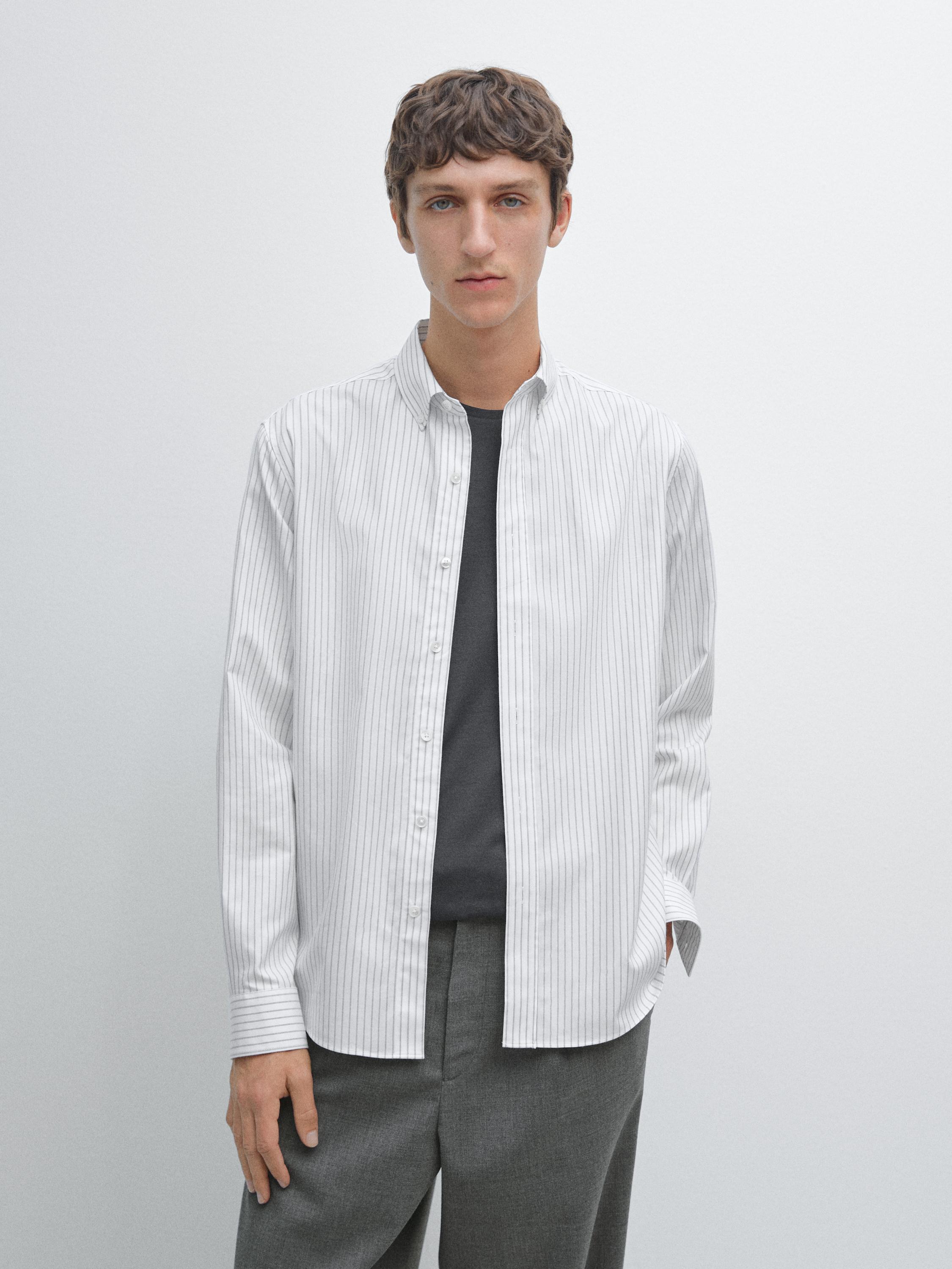 Camisa ratlles regular fit 100% cotó