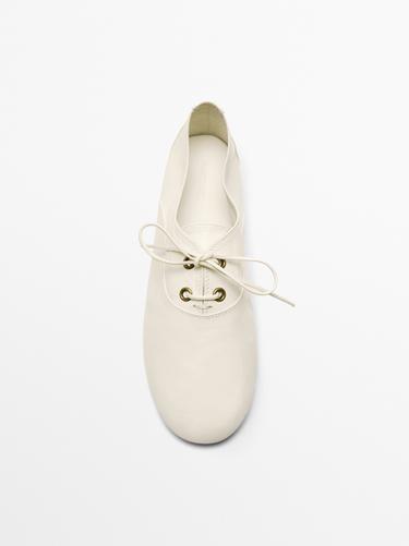 Soft leather lace-up shoes — WHITE 5