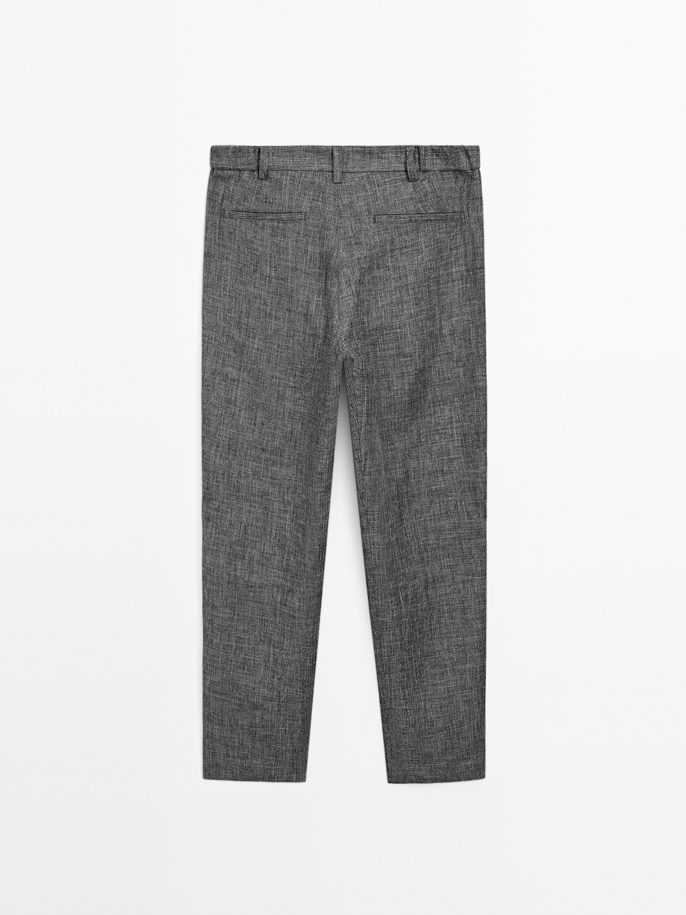 Pantalón tapered fit 100% lino