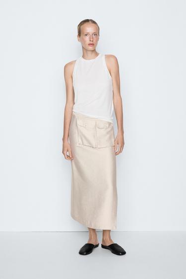 Silk blend sleeveless top - STUDIO — CREAM 1