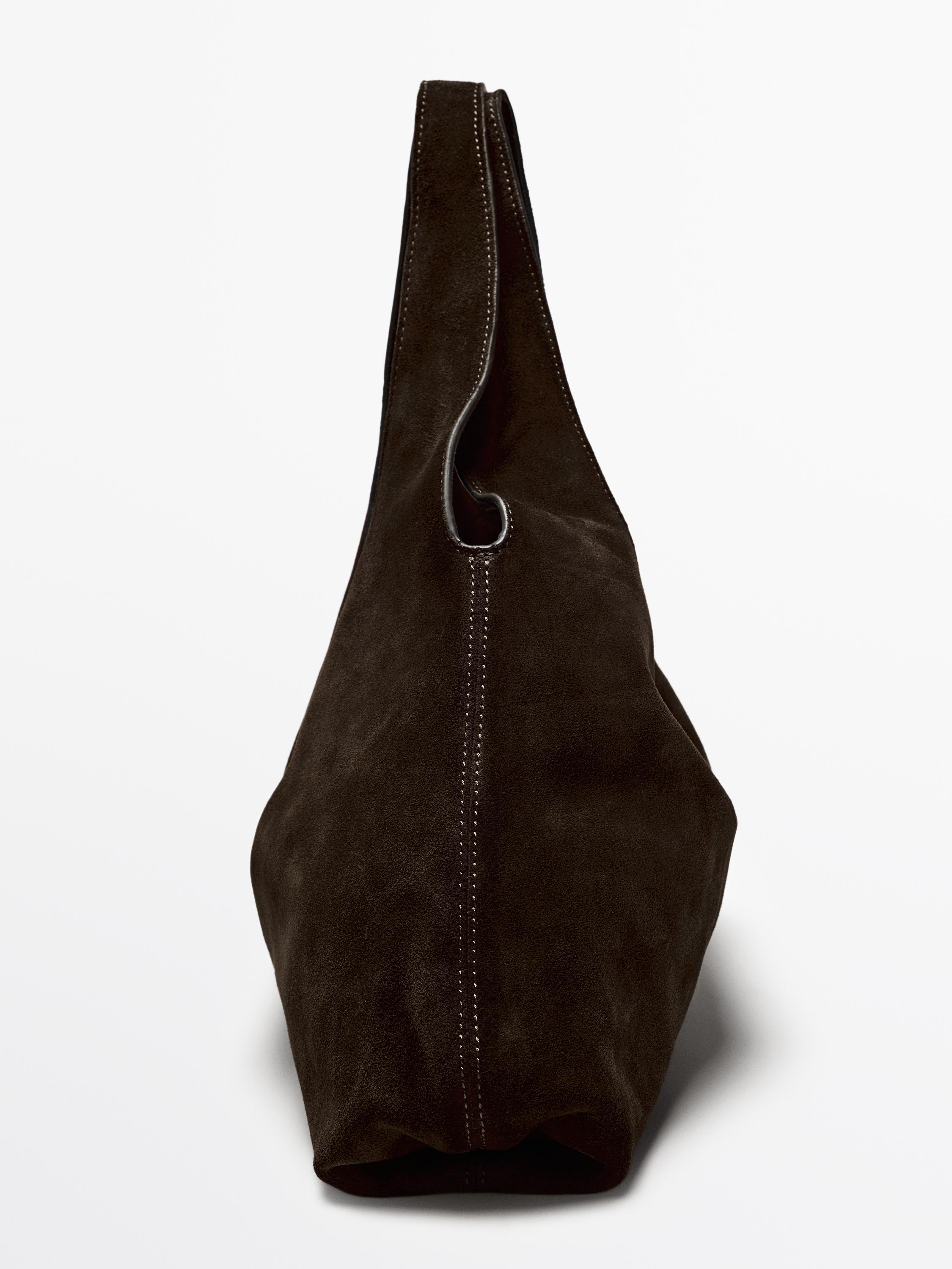 Medium split leather lady bag — BROWN