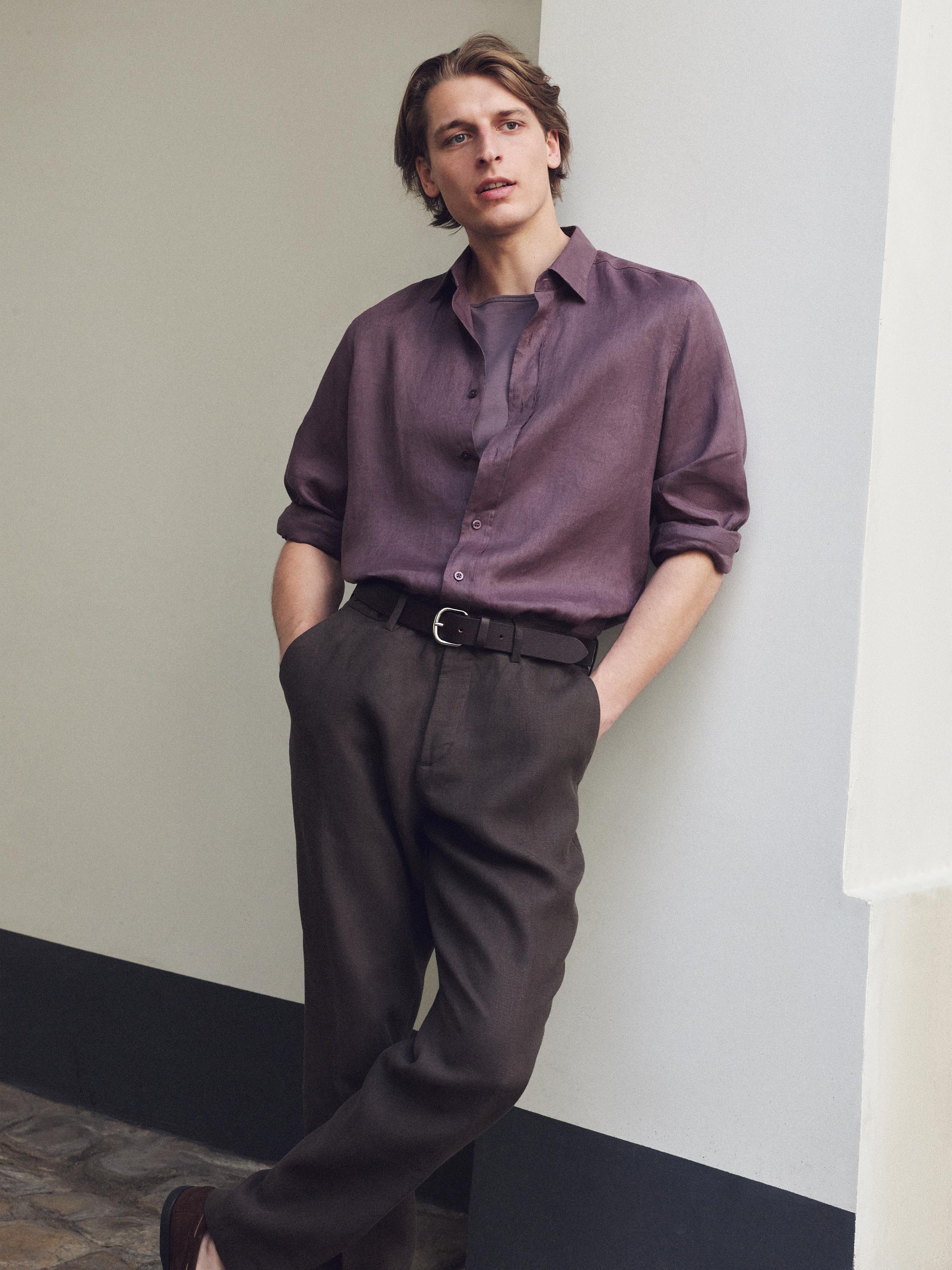 100% linen slim fit shirt