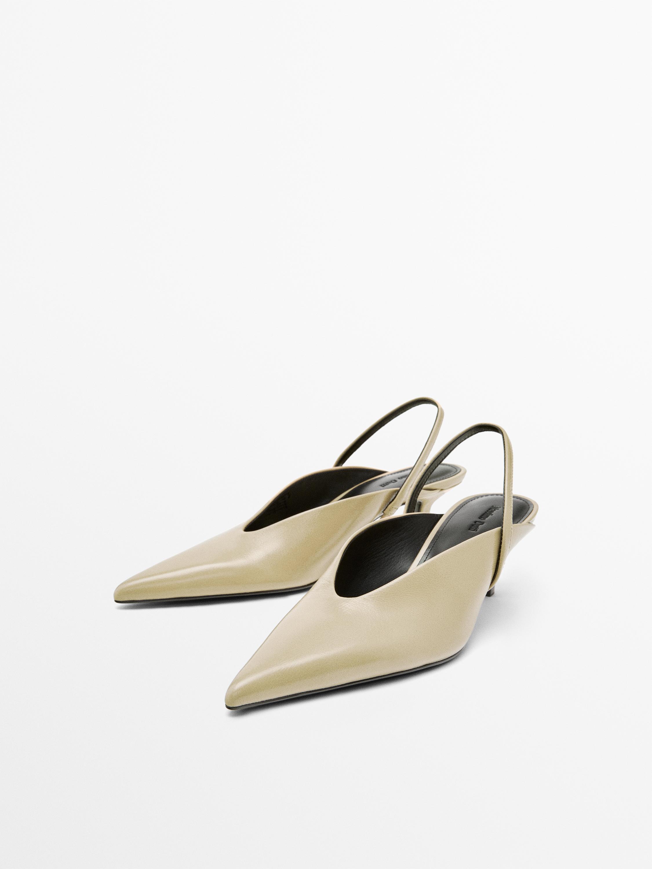 High-heel slingback shoes — CREAM
