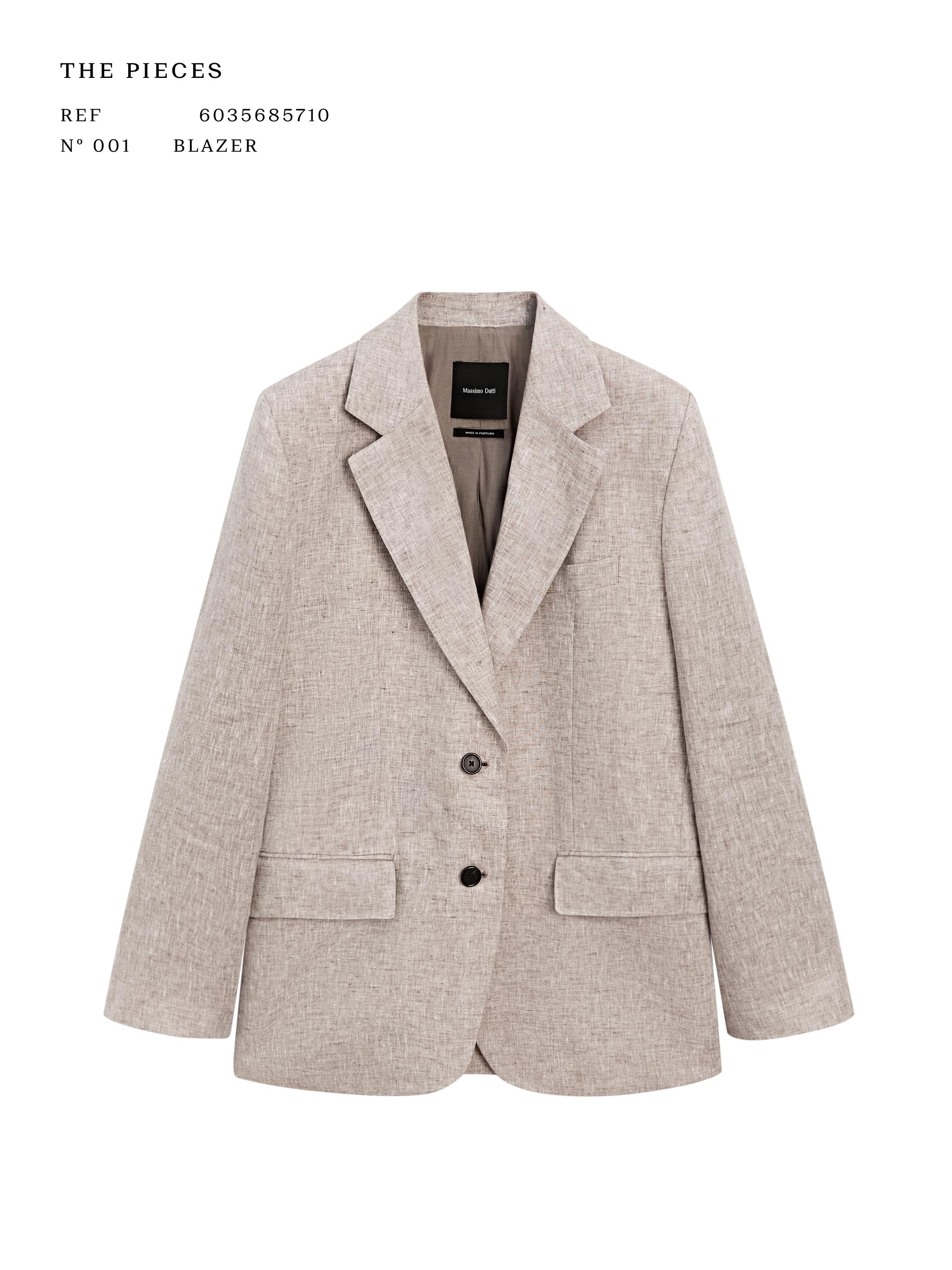 100% linen suit blazer — BEIGE