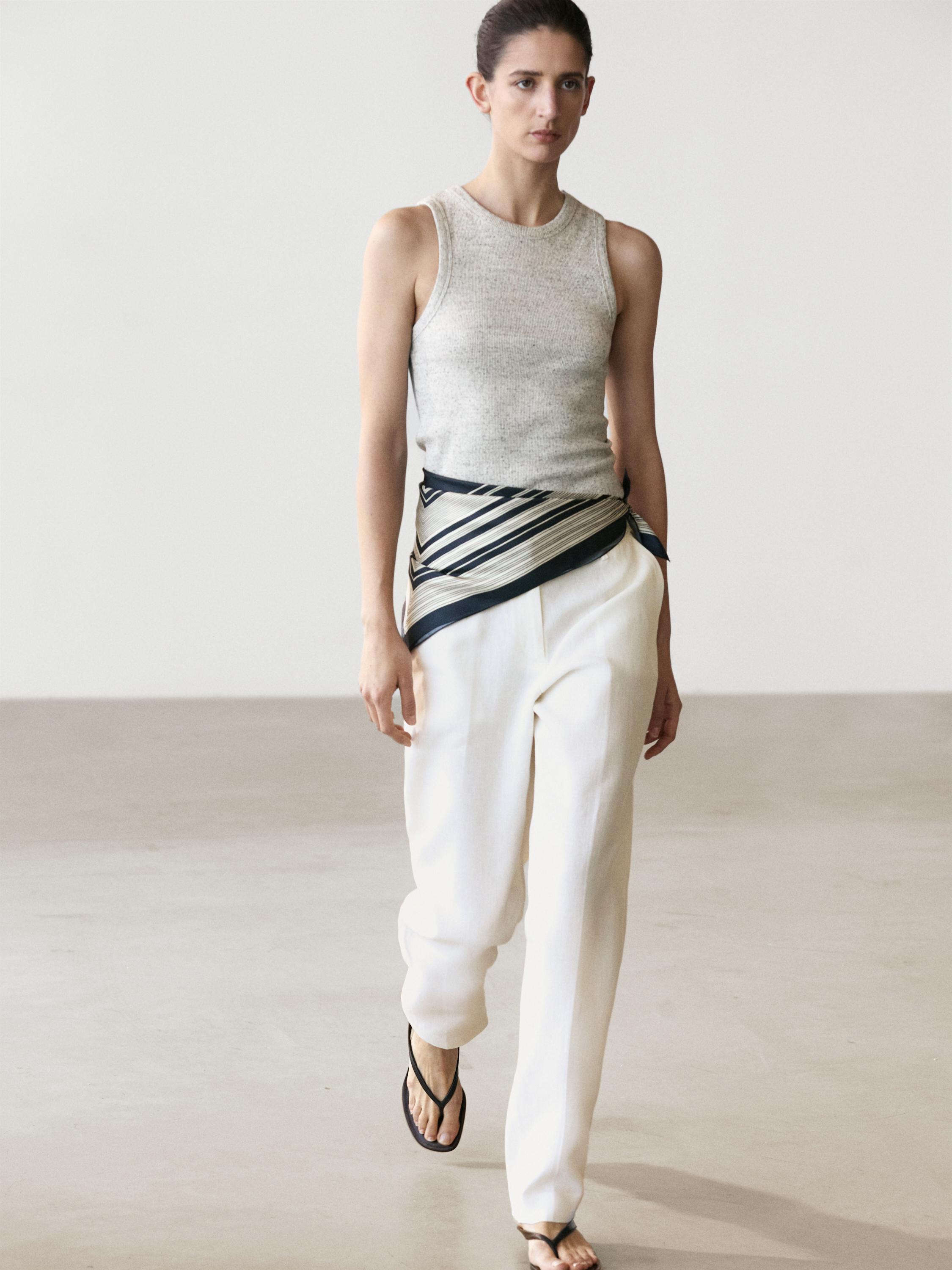 Linen suit trousers — Off white