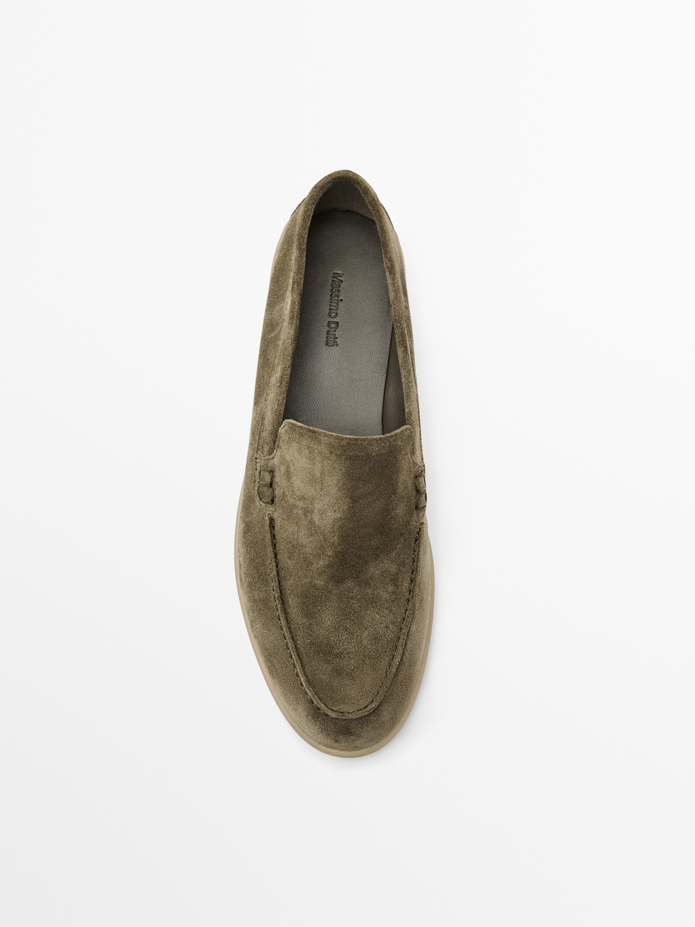 Split leather loafers — KHAKI