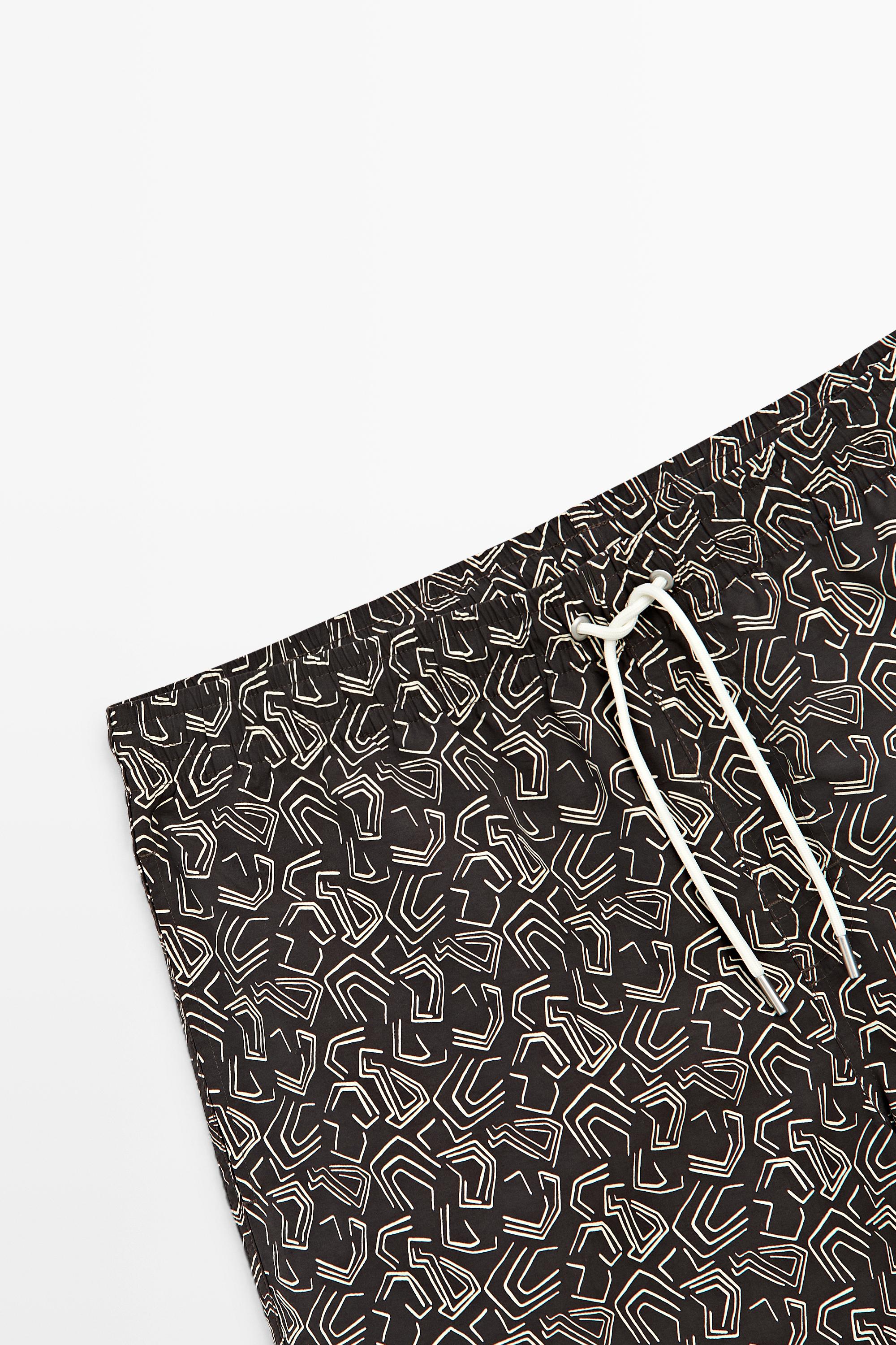 Abstract print swimsuit — BROWN