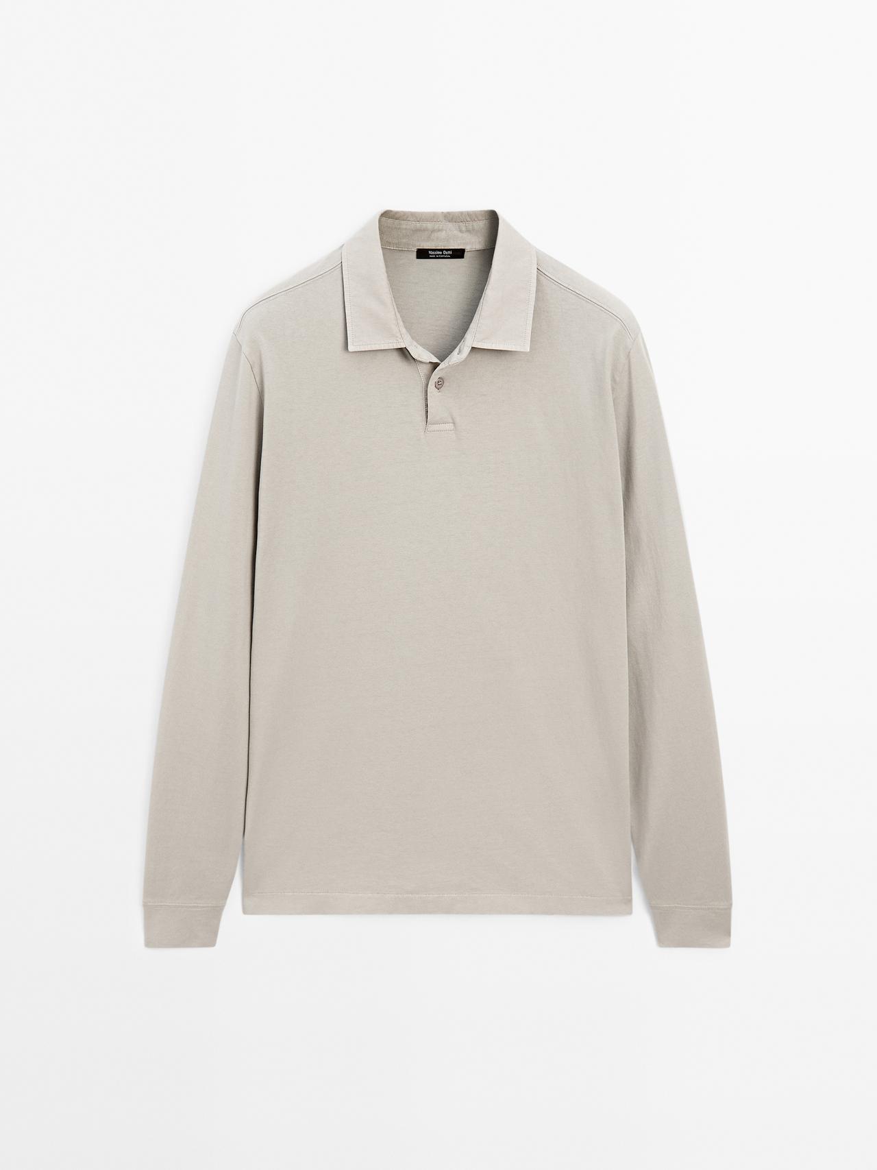 Massimo Dutti - Herre - Poloshirt I 100 % Bomuld Med Slidt Look - Himmelblå - M