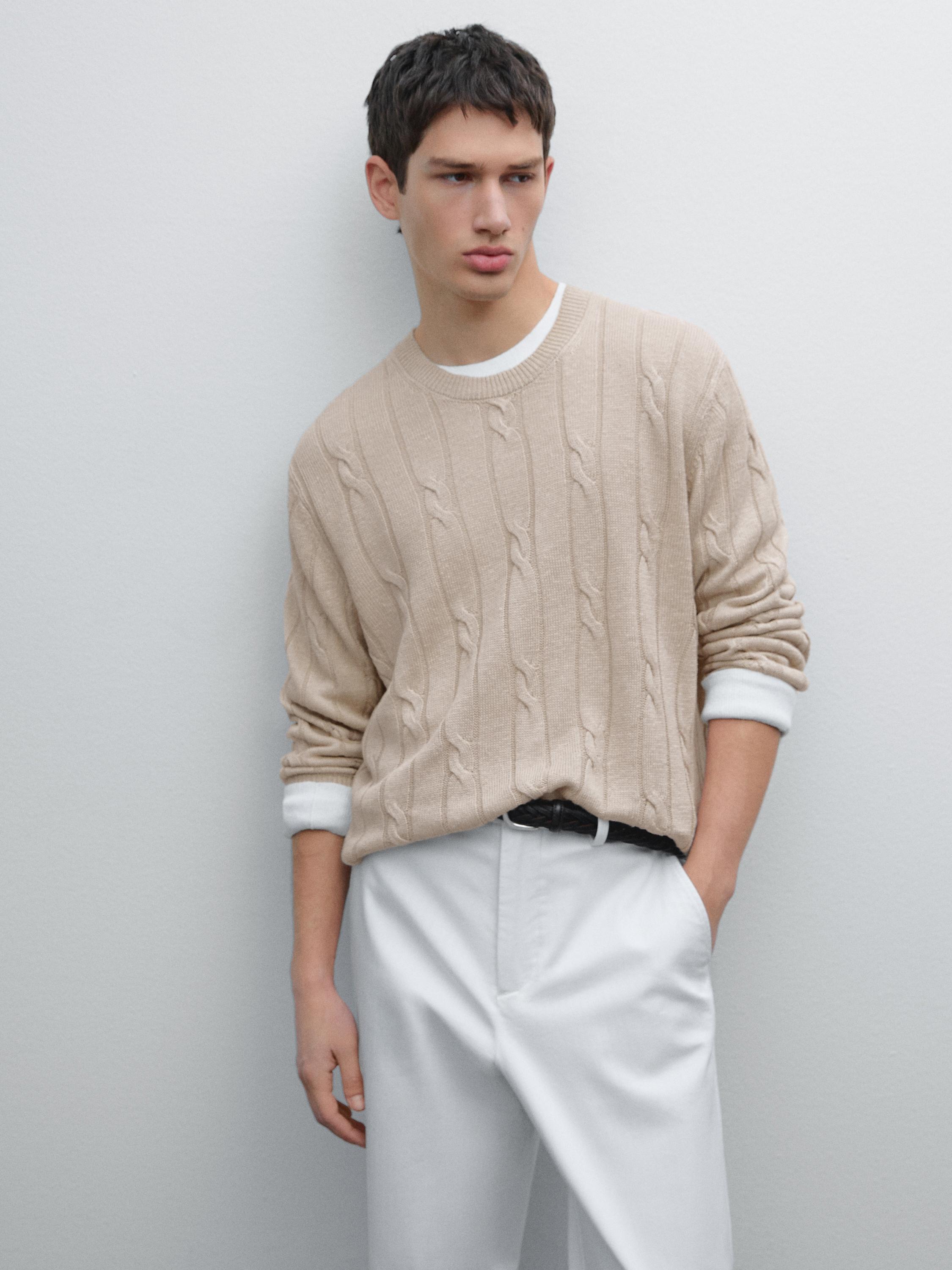 100% linen cable-knit sweater