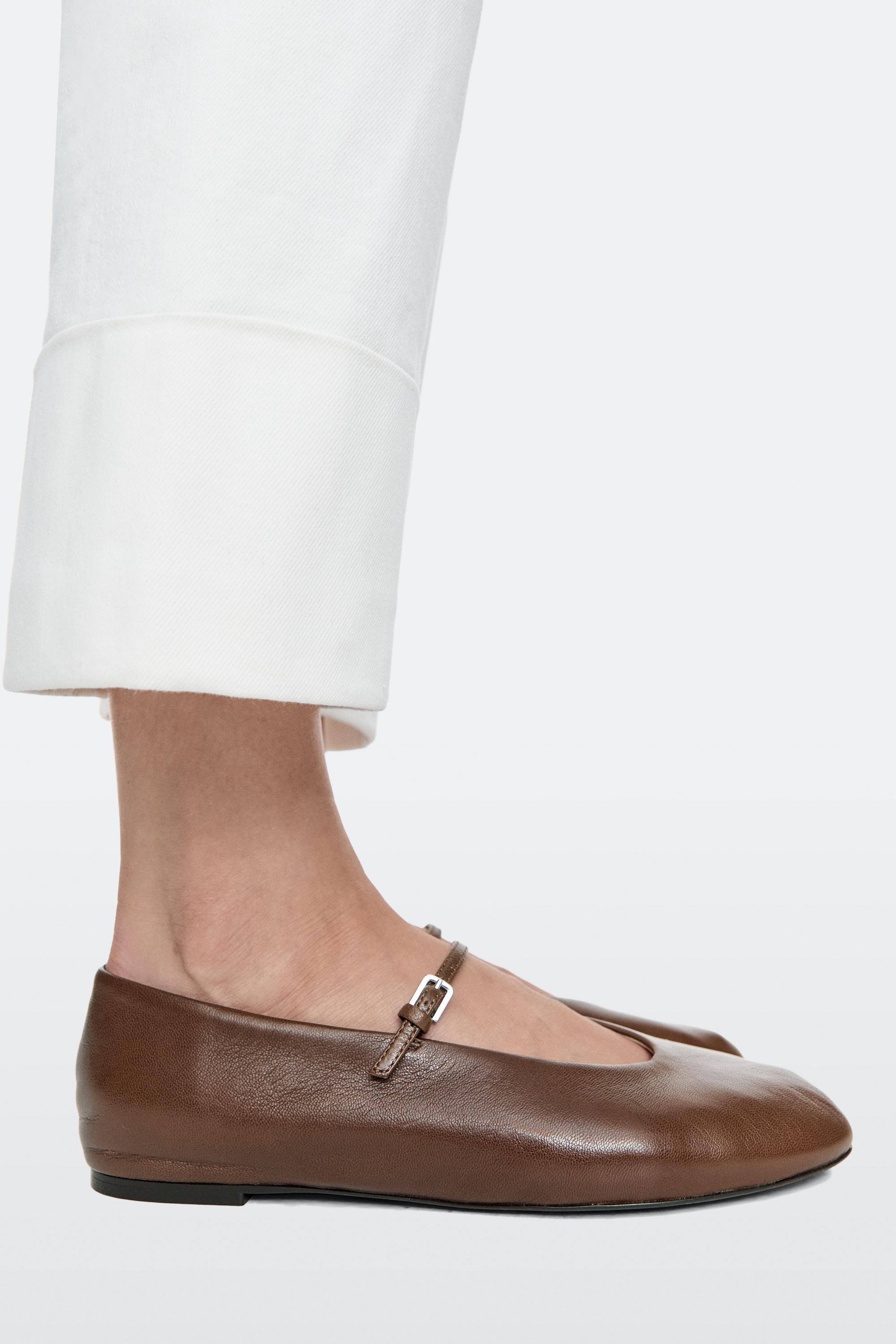 Soft leather ballerinas — HAZELNUT BROWN