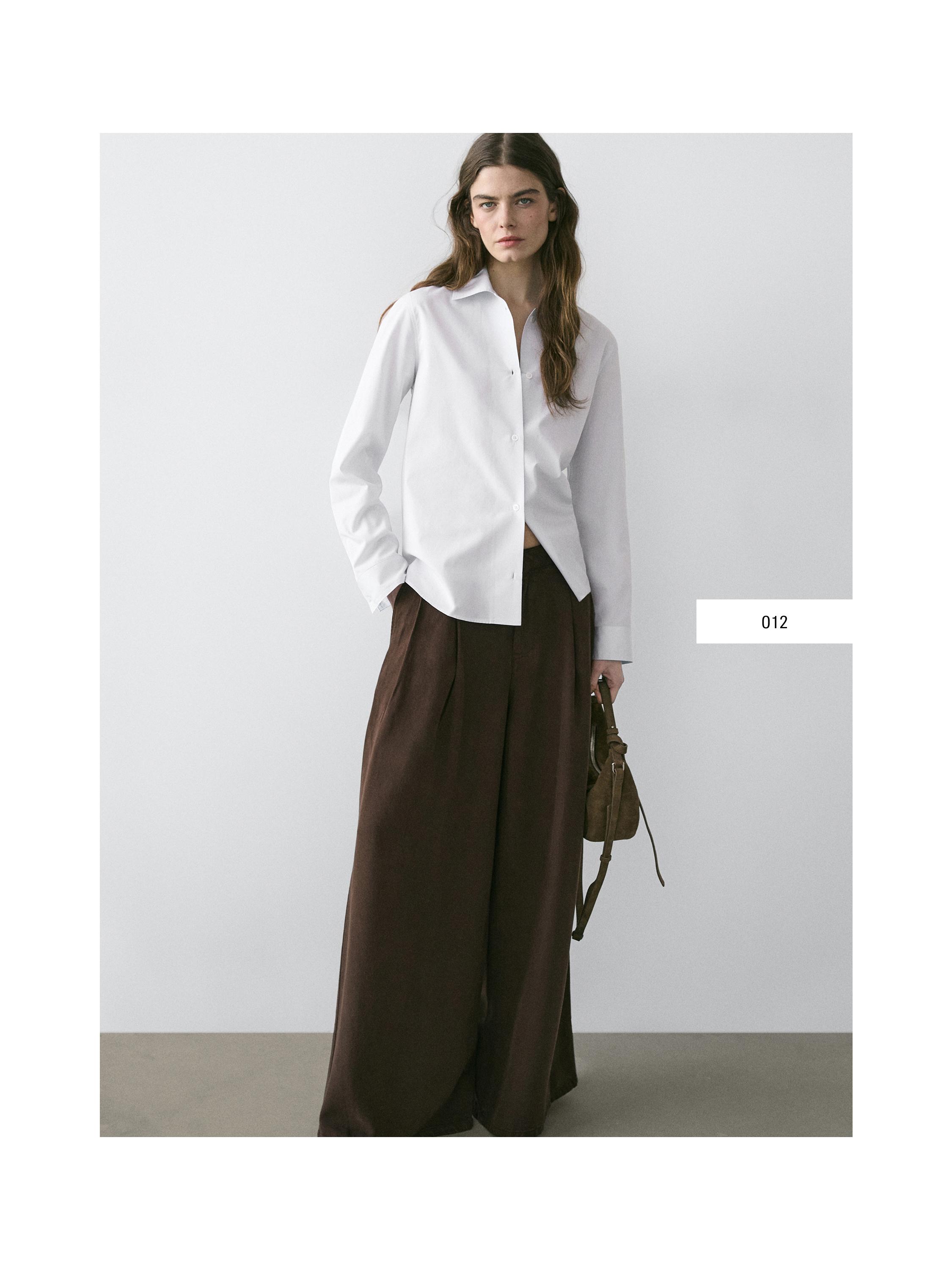 Cotton blend stretch shirt — WHITE