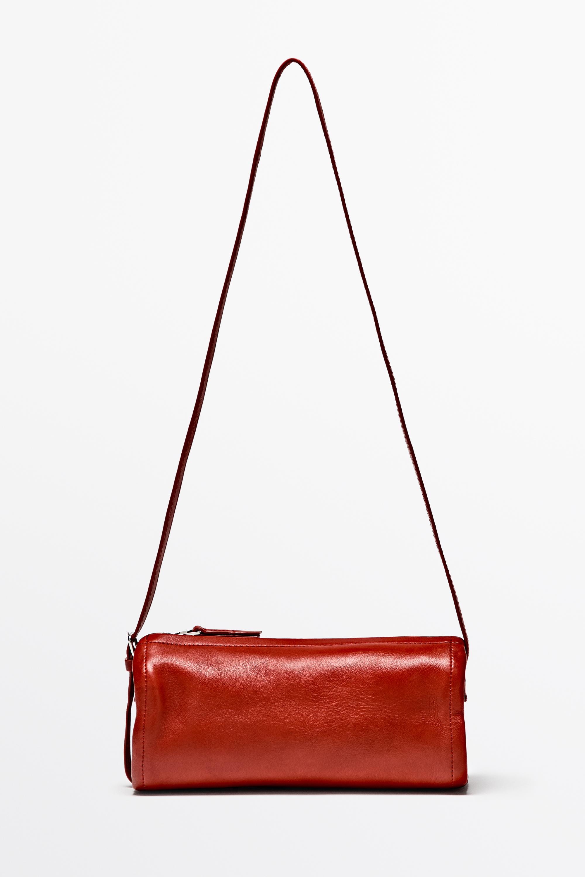 Nappa leather crossbody bag — CORAL RED
