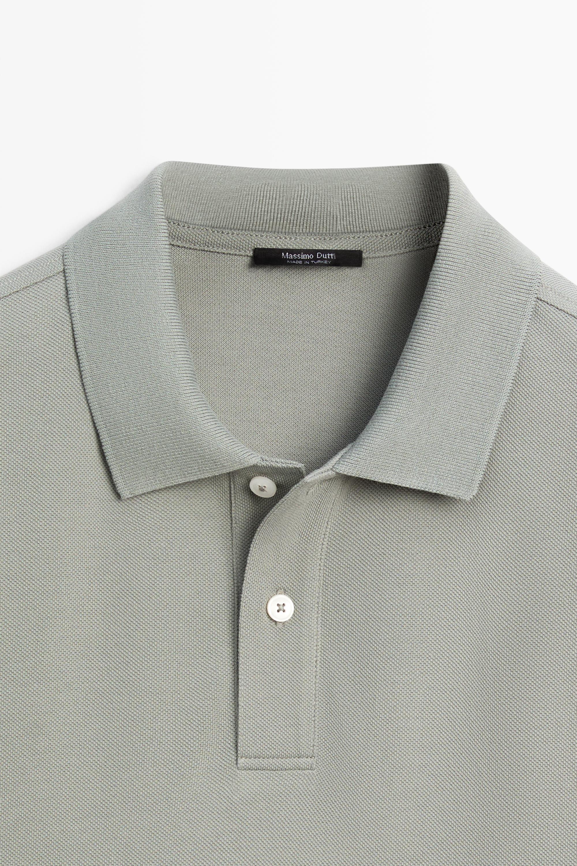 Micro-textured cotton piqué polo shirt — Sea green