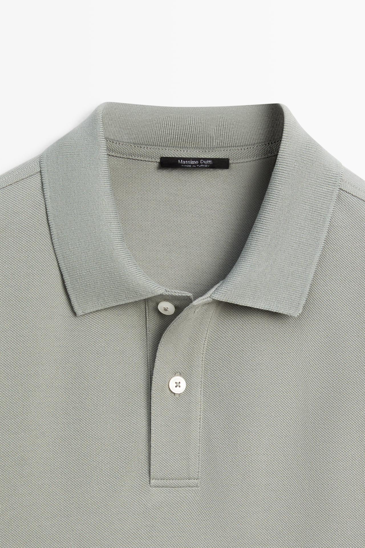 Micro-textured cotton piqué polo shirt — Sea green