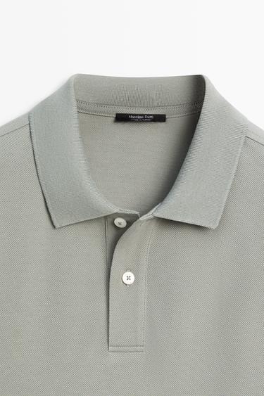 Micro-textured cotton piqué polo shirt — Sea green 9