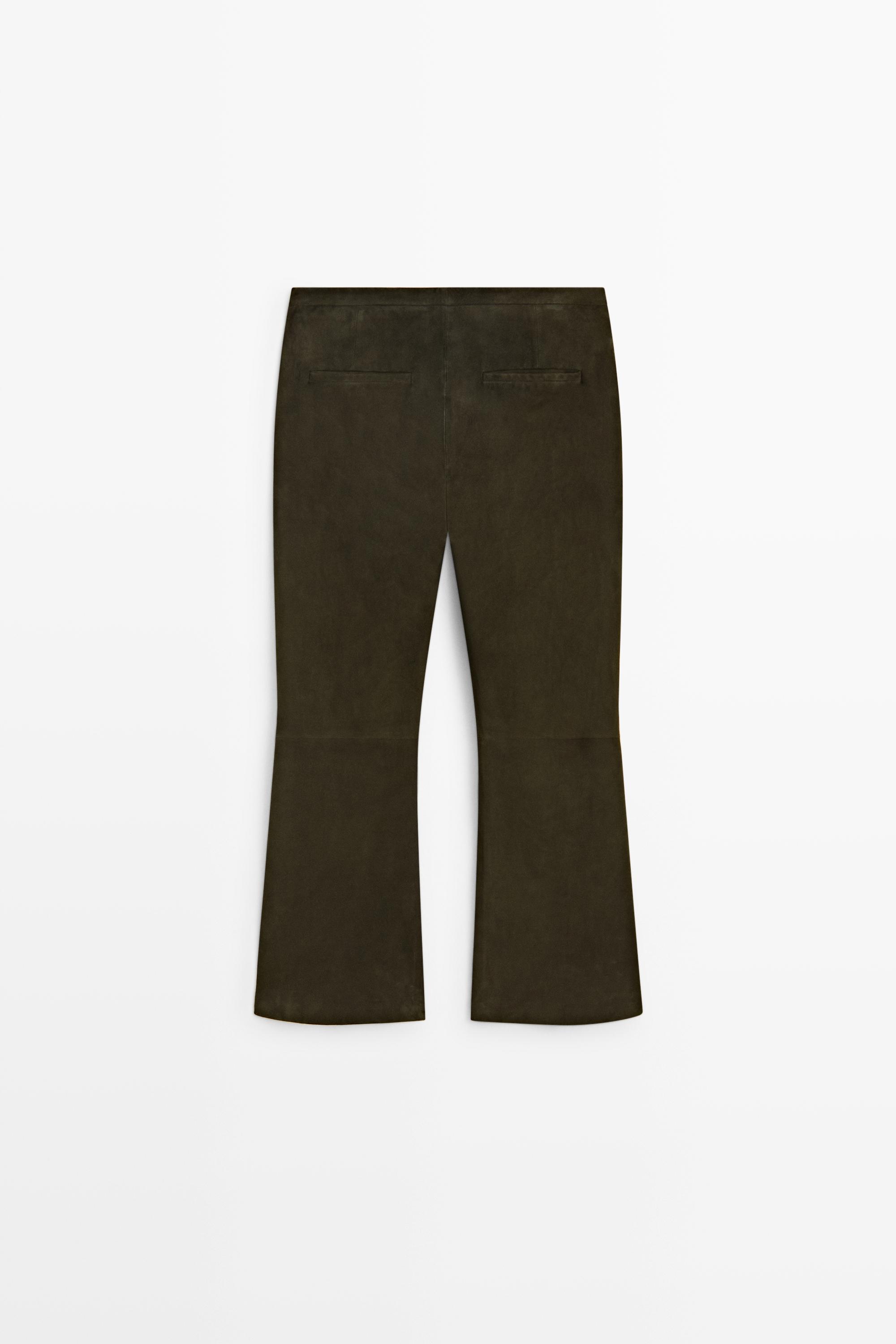 Suede leather pants — KHAKI
