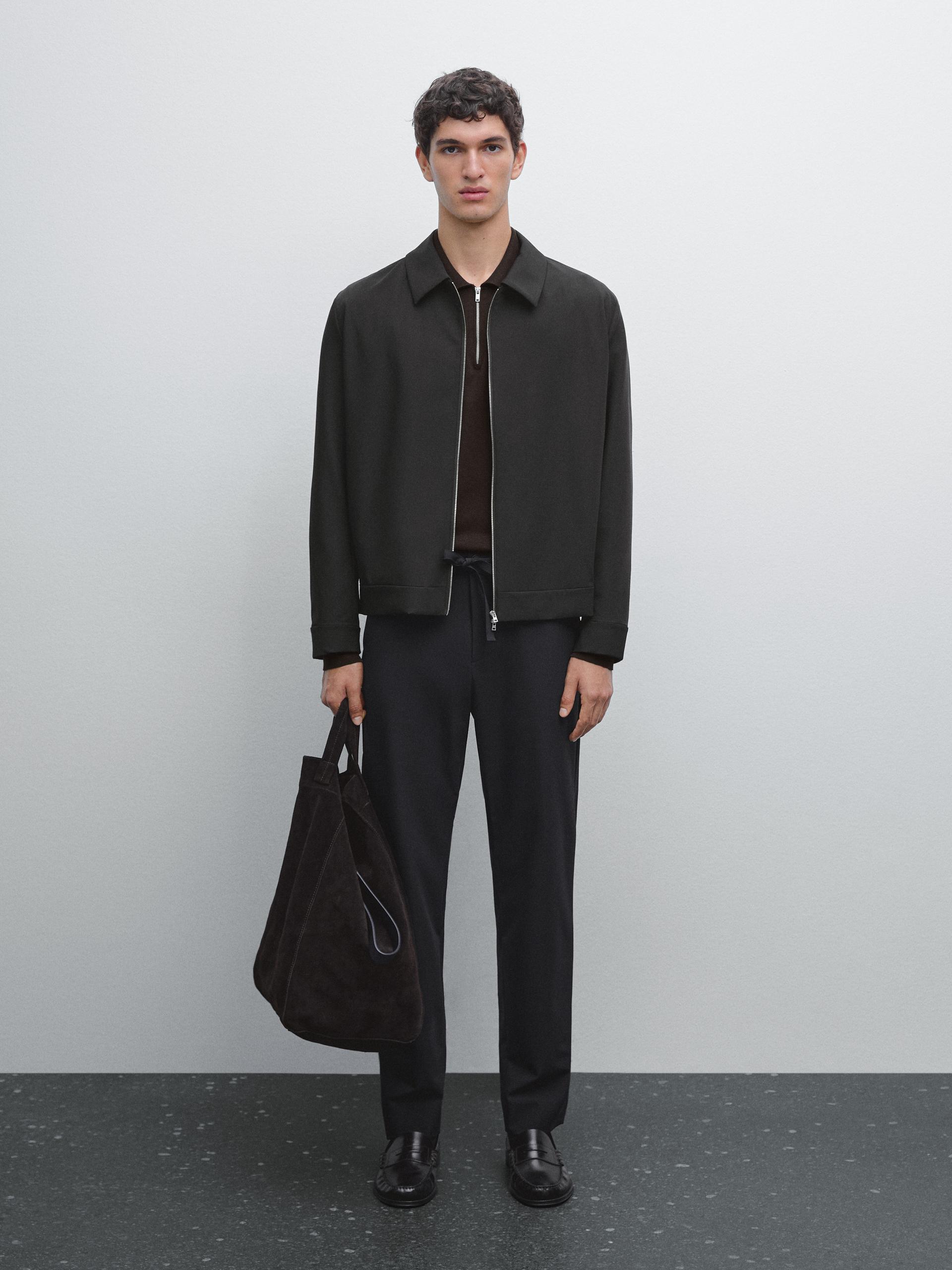 Techniczna Kurtka Total Look - Czarny - S - Massimo Dutti - Mężczyzna