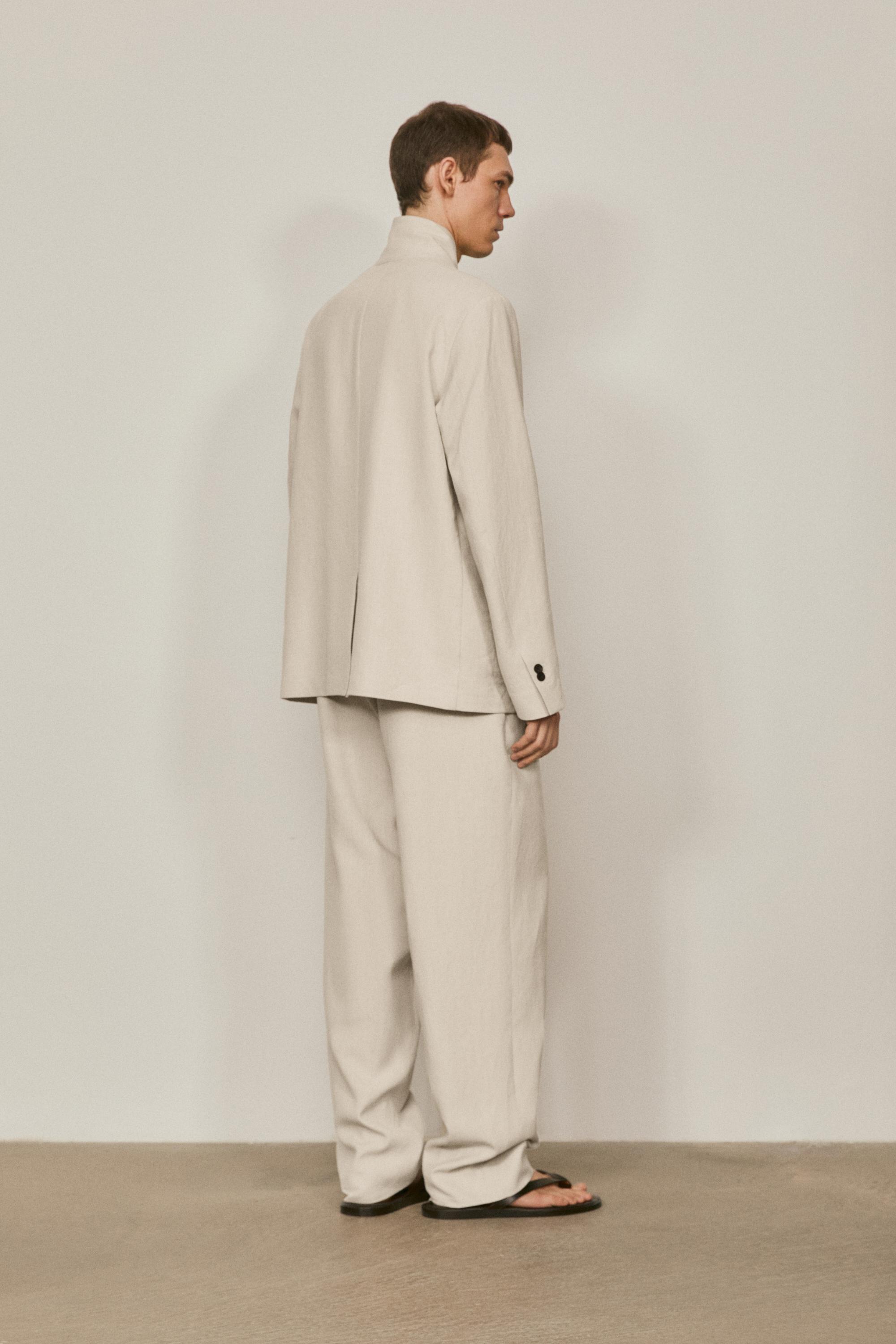 100% linen suit blazer with pocket details - LIMITED EDITION — CREAM