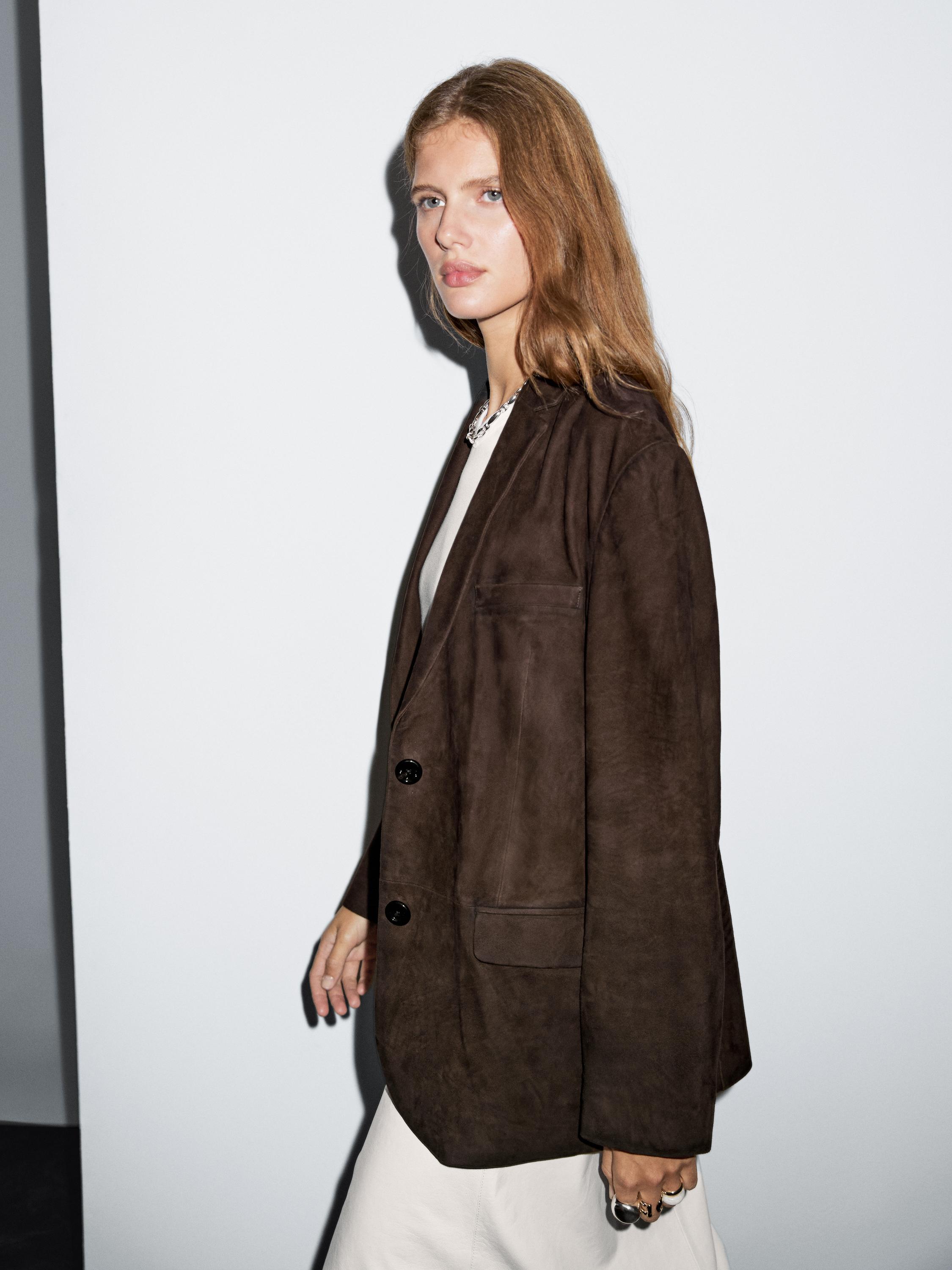 Suede leather blazer
