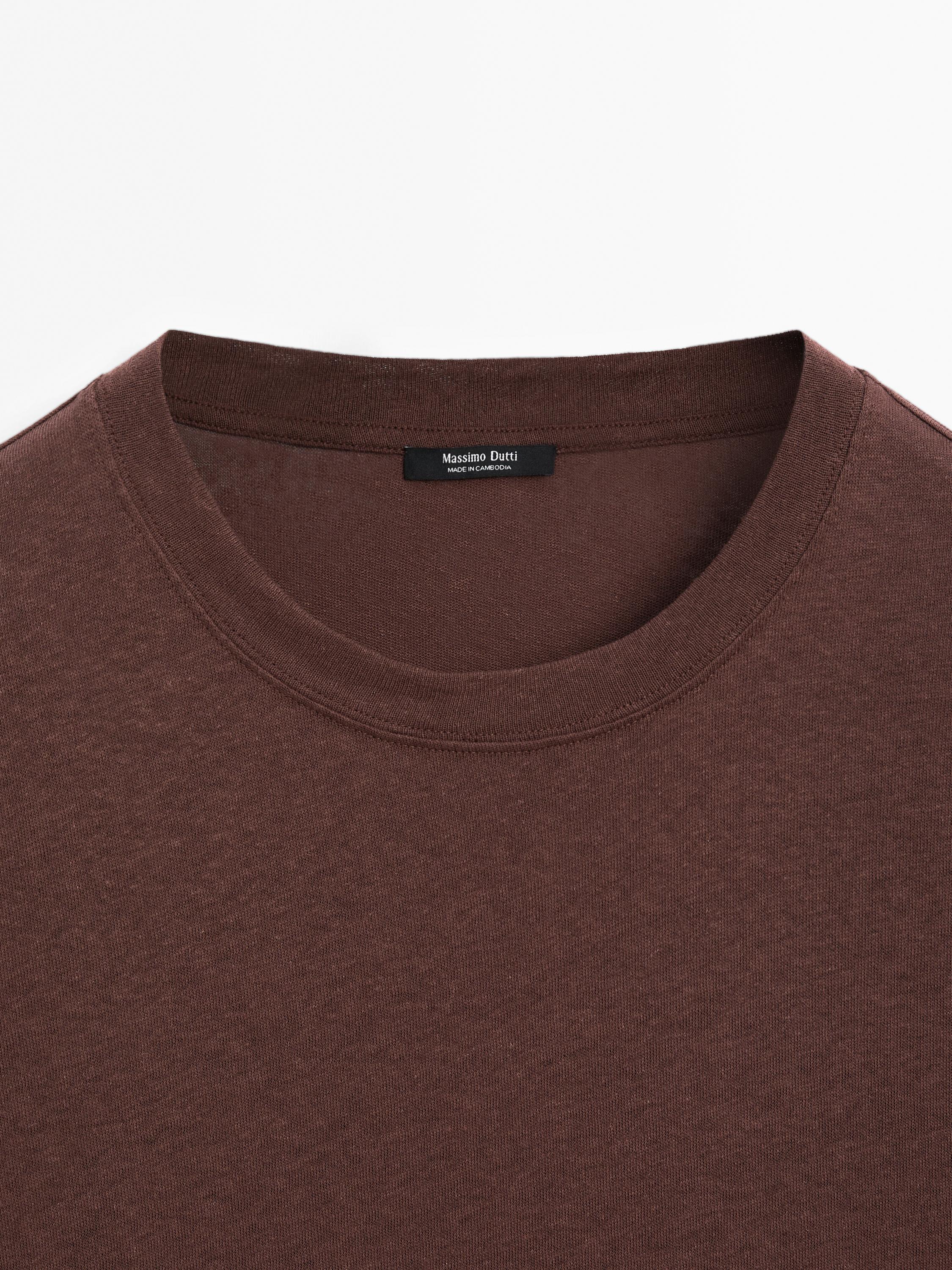 Short-sleeved T-shirt with linen