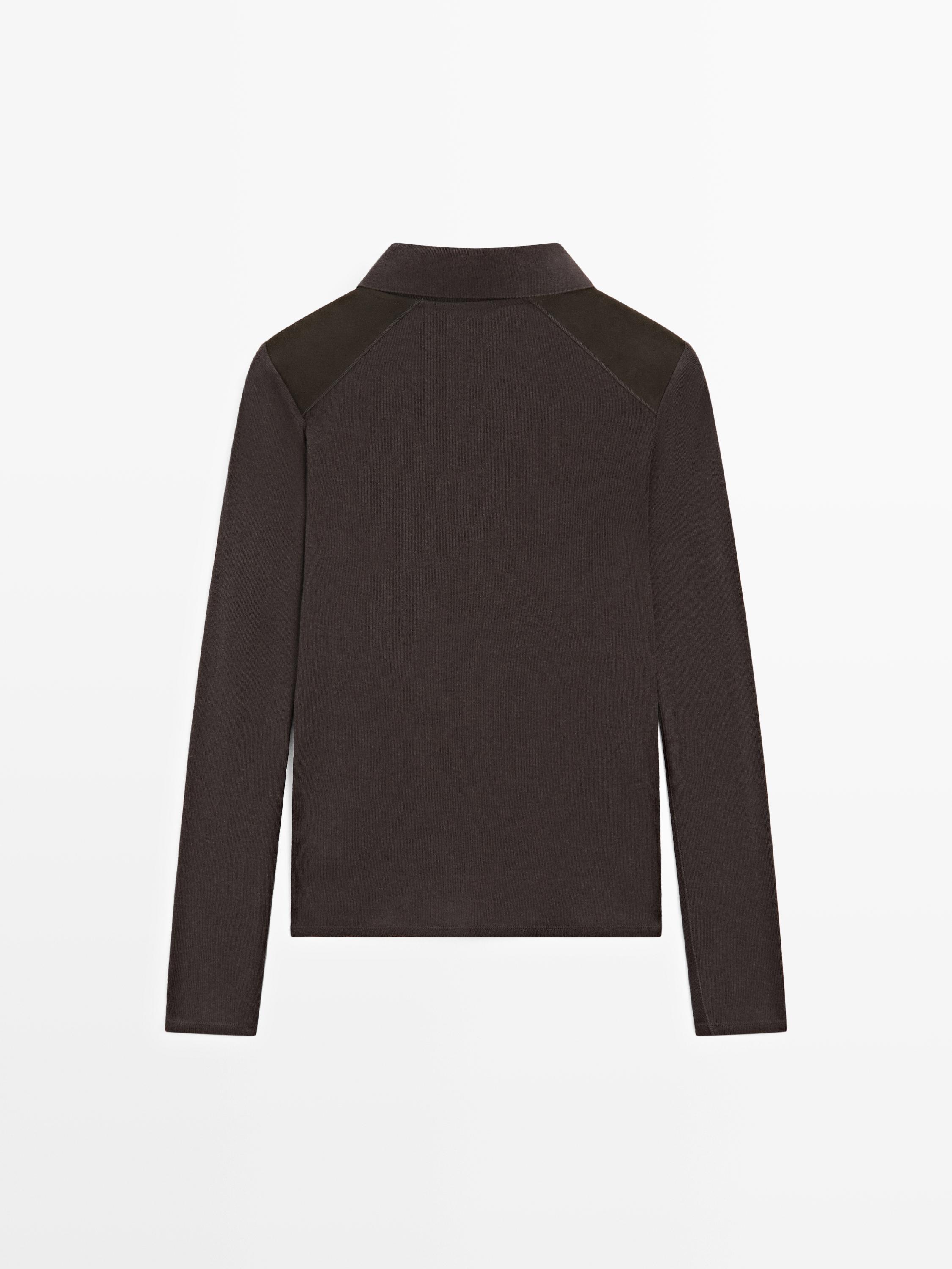 Polo T-shirt with shoulder pads · Brown · T-shirt | Massimo Dutti