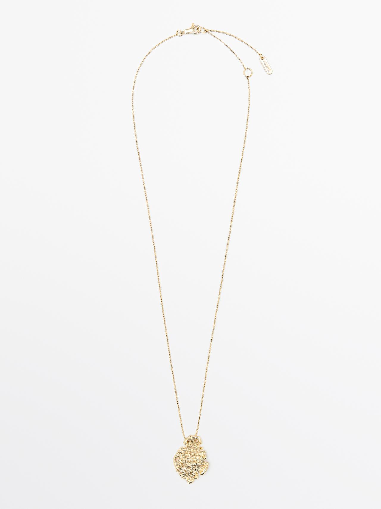 Collar Mini Colgante Pieza Encaje - Dorado - 01 - Massimo Dutti - Mujer