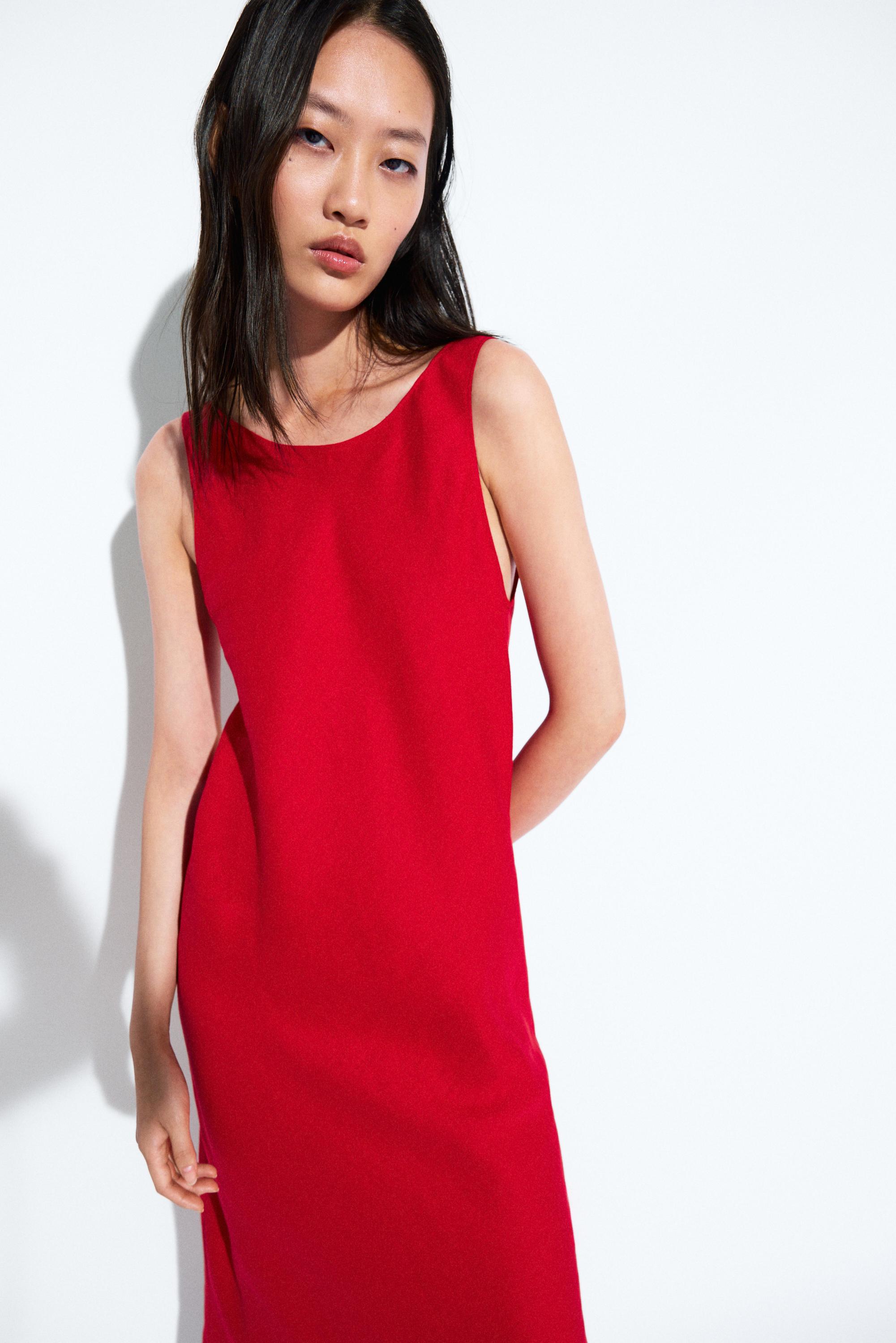 Flowing midi dress — Red