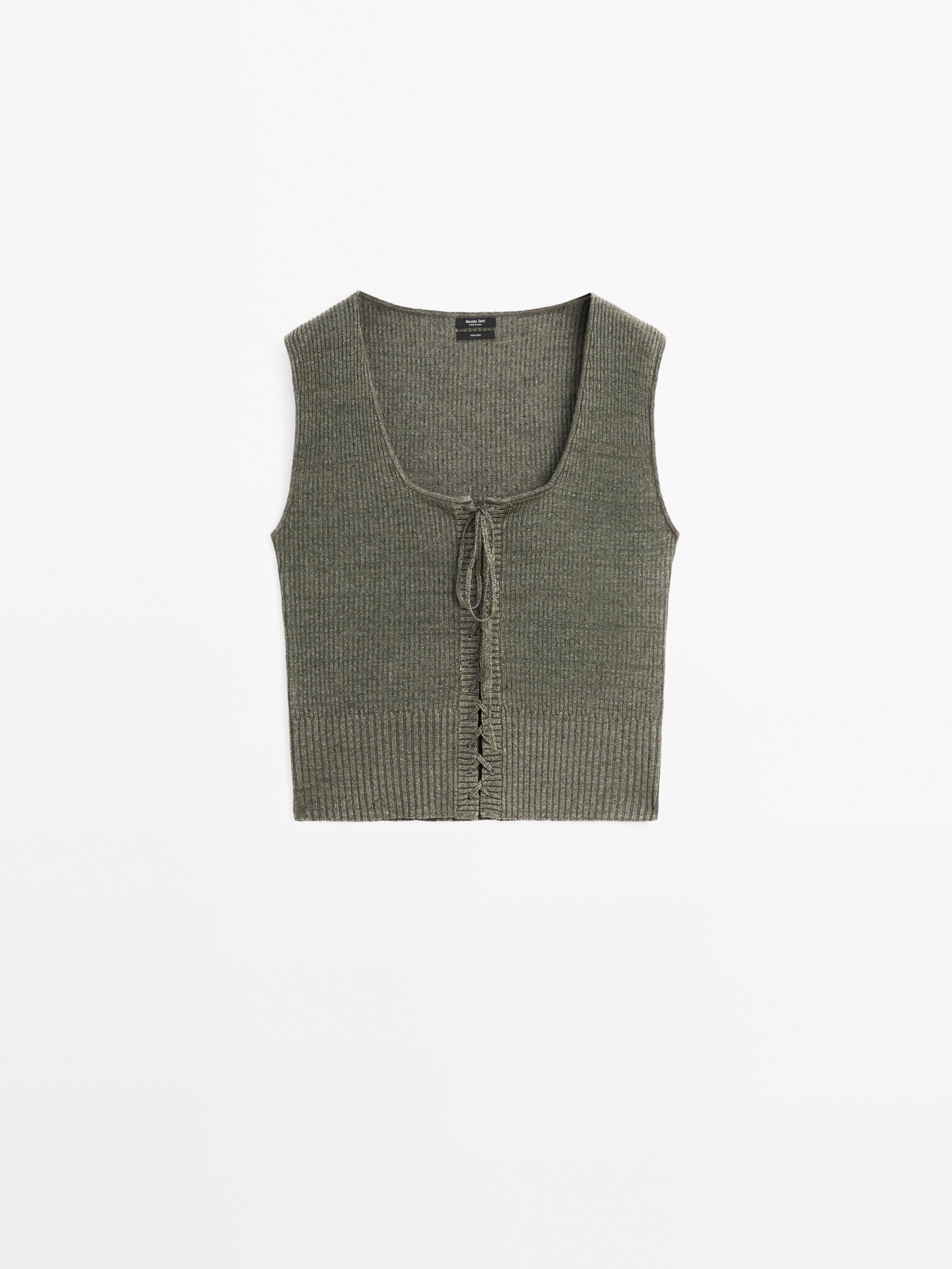 Top corset en maille de lin