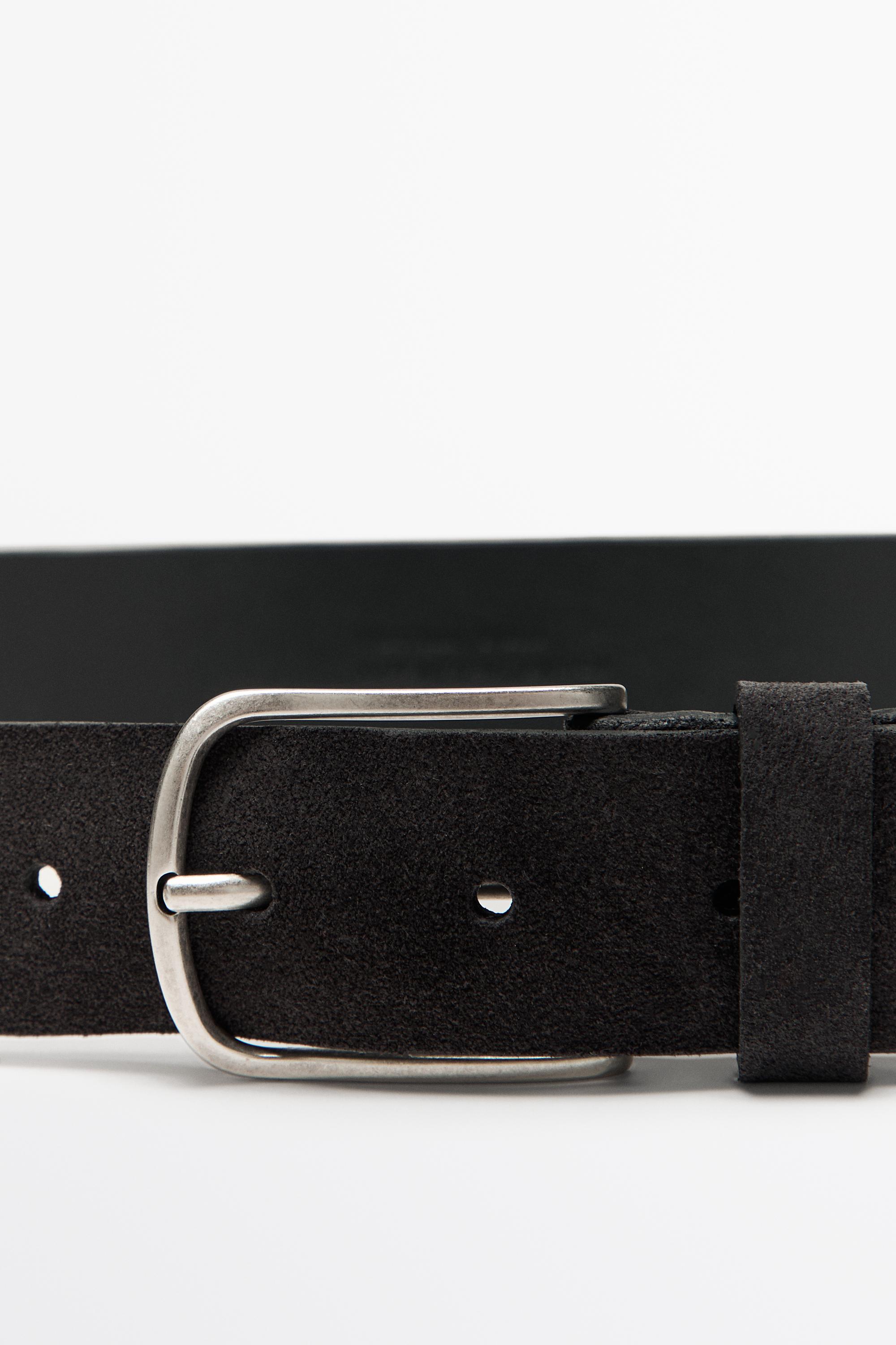 Plush nappa leather belt — BLUISH GREY